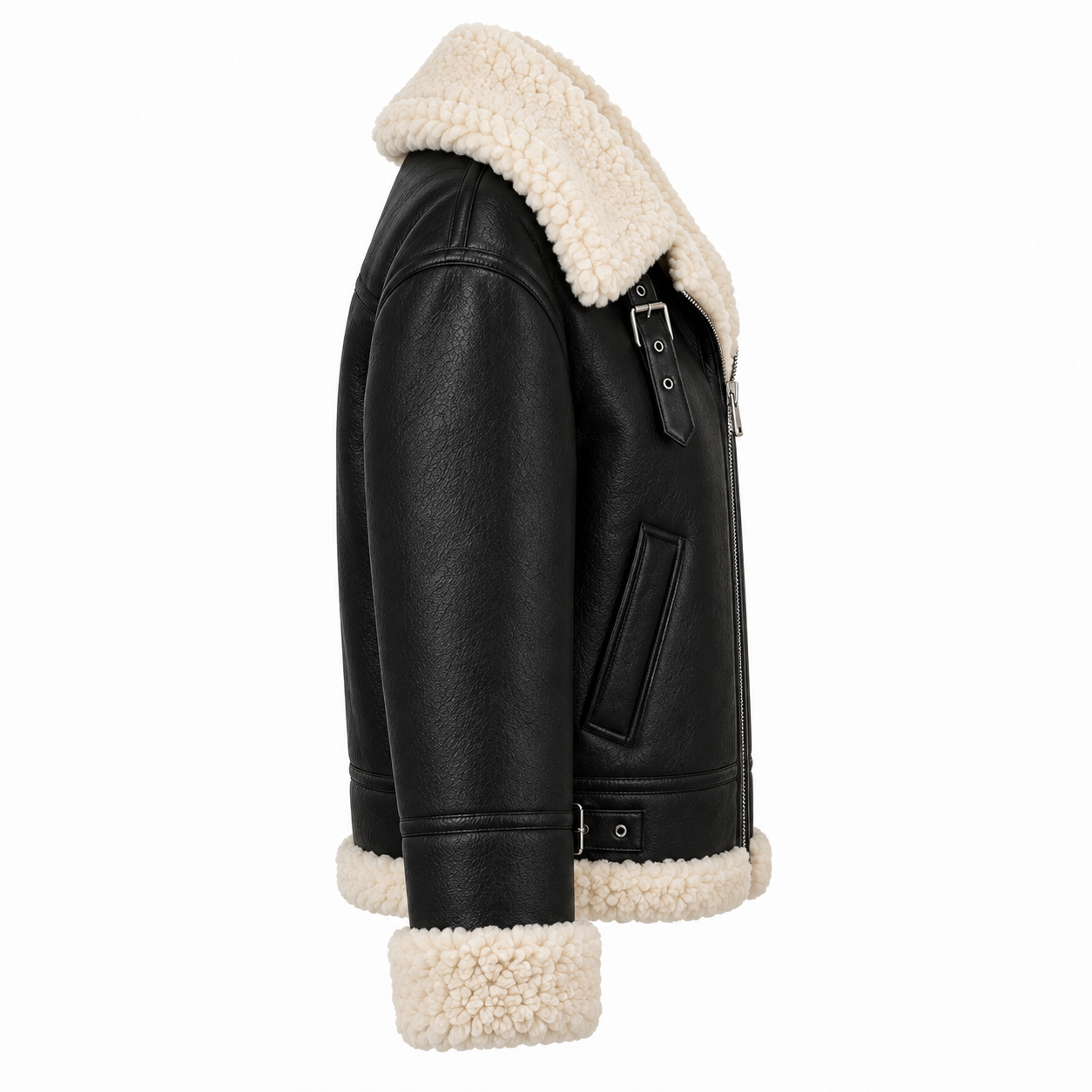 Faux Shearling Aviator Jacket - right side view