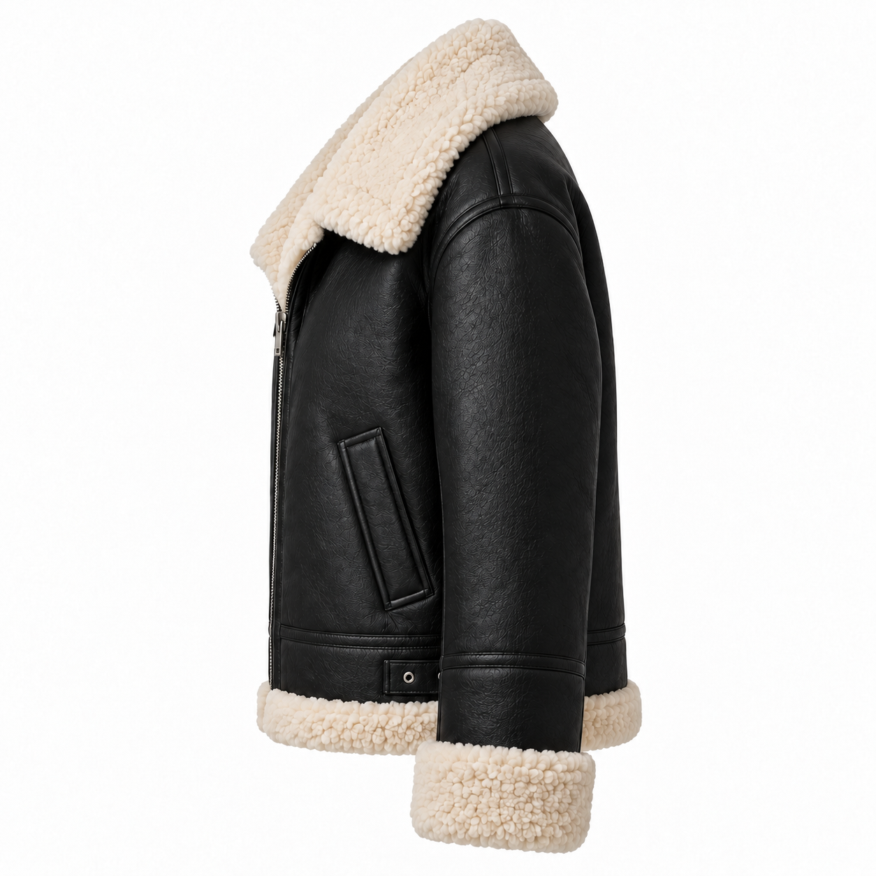 Faux Shearling Aviator Jacket - left side view