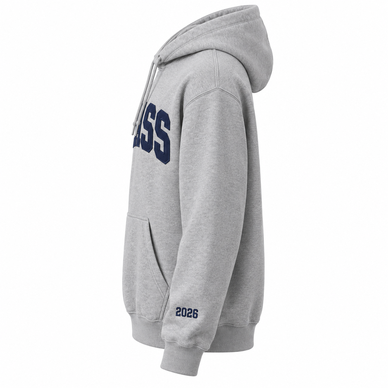 Graduation Hoodie with Applique Letters - left side view