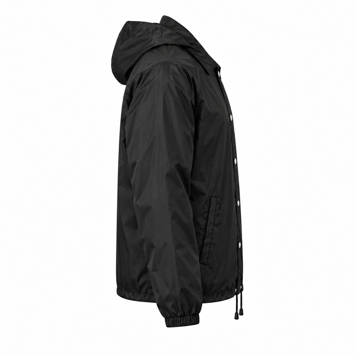 Hooded Nylon Coach Jacket with Logo - right side view