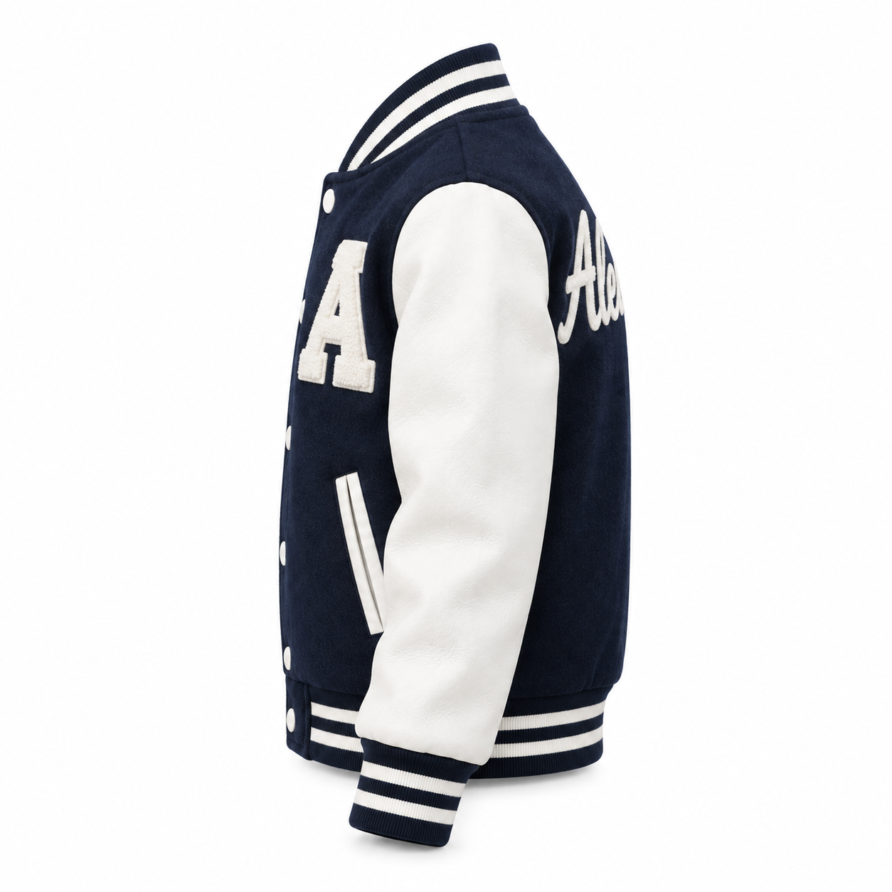 Kids Varsity Jacket with Name and Initial - left side view