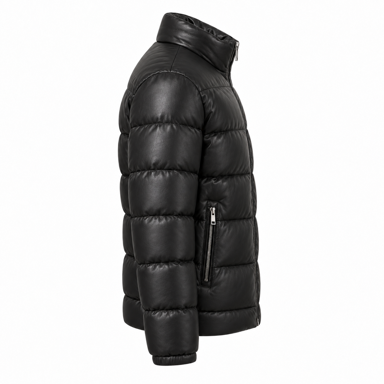 Leather Puffer Jacket - right side view