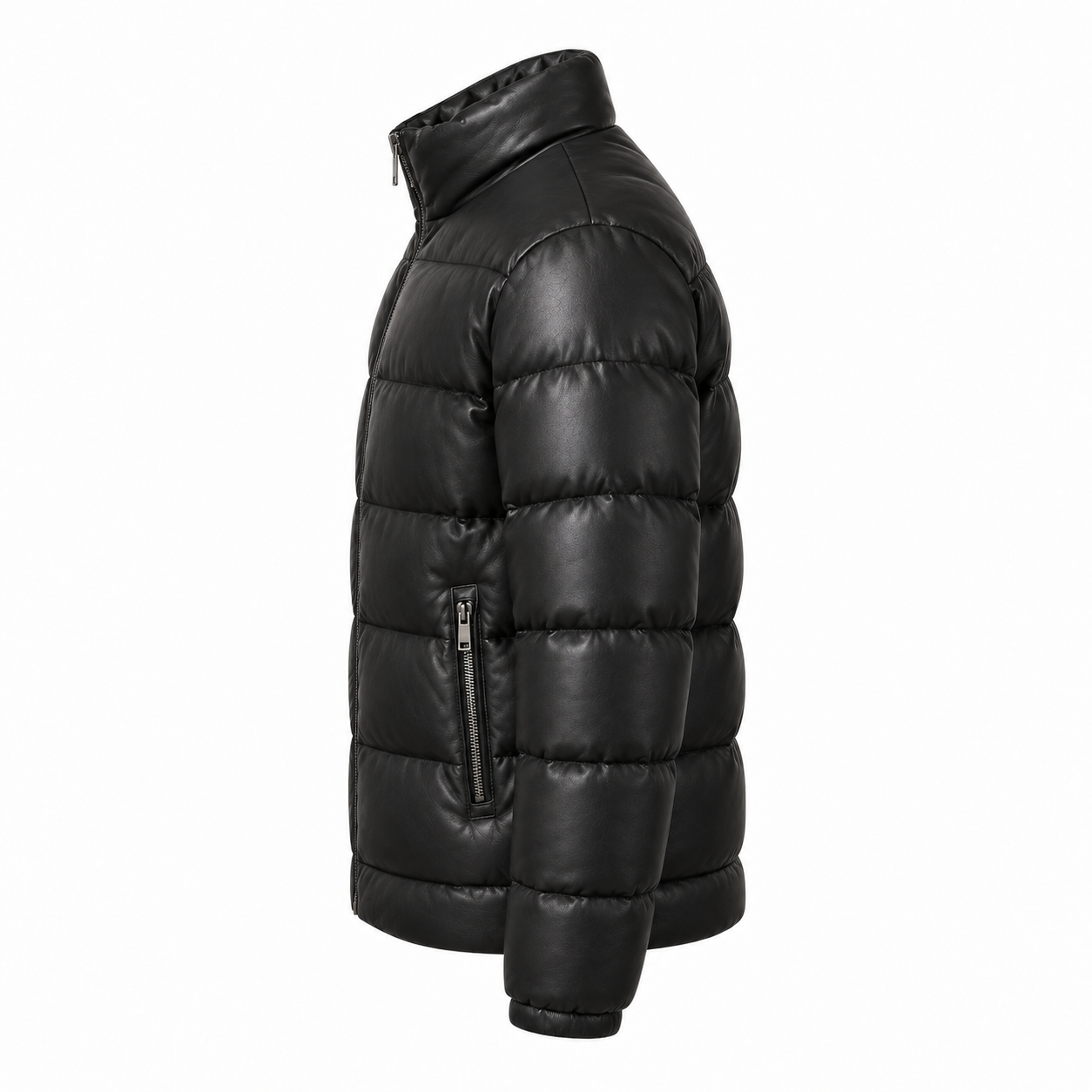 Leather Puffer Jacket - left side view