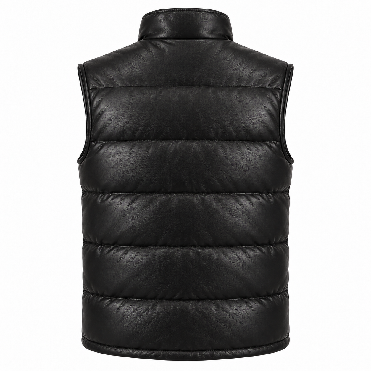 Men's Leather Puffer Vest - back view