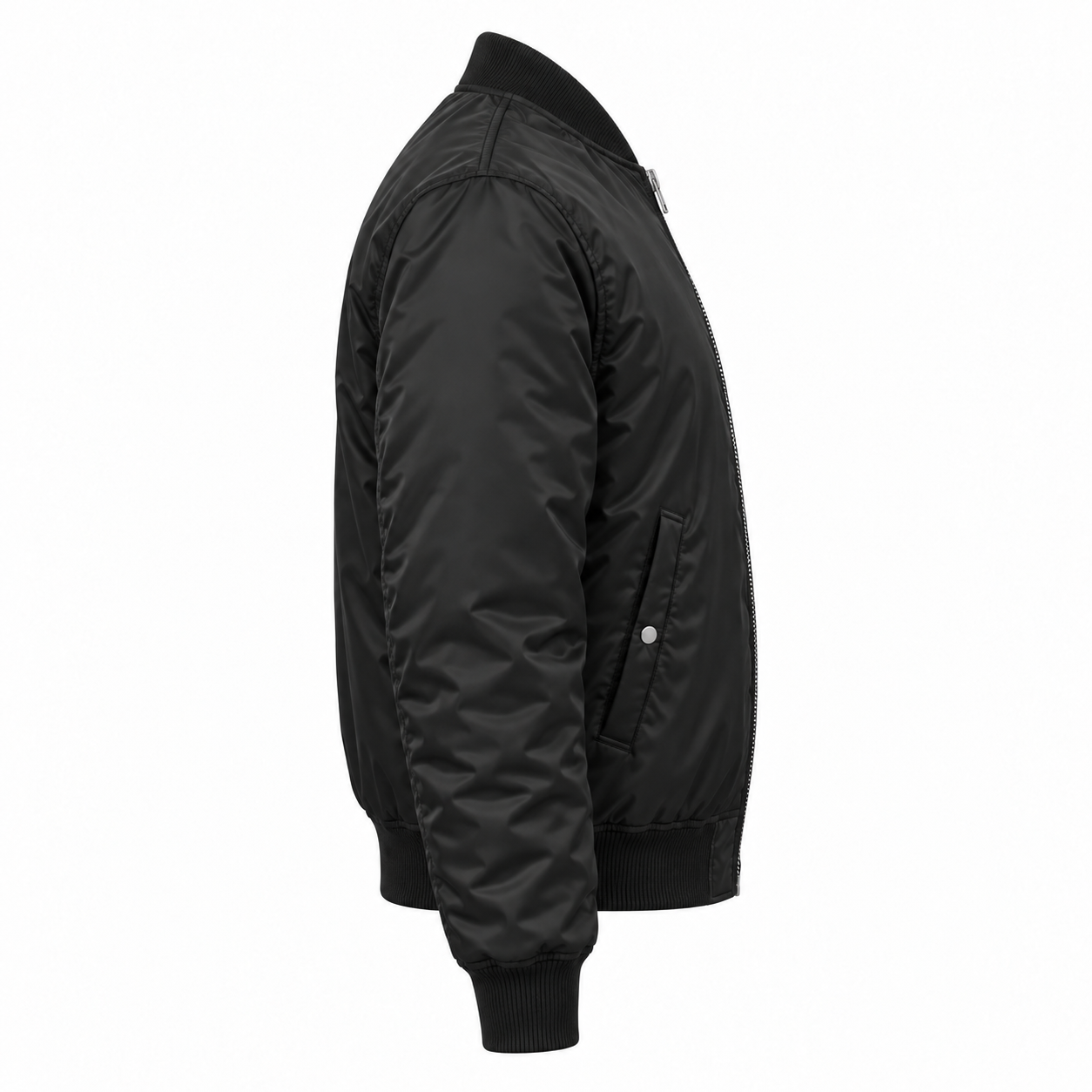Padded Bomber Jacket with Embroidered Business Logo - right side view