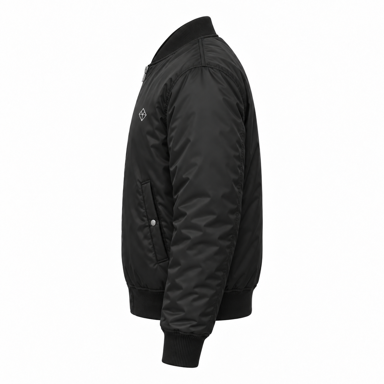 Padded Bomber Jacket with Embroidered Business Logo - left side view