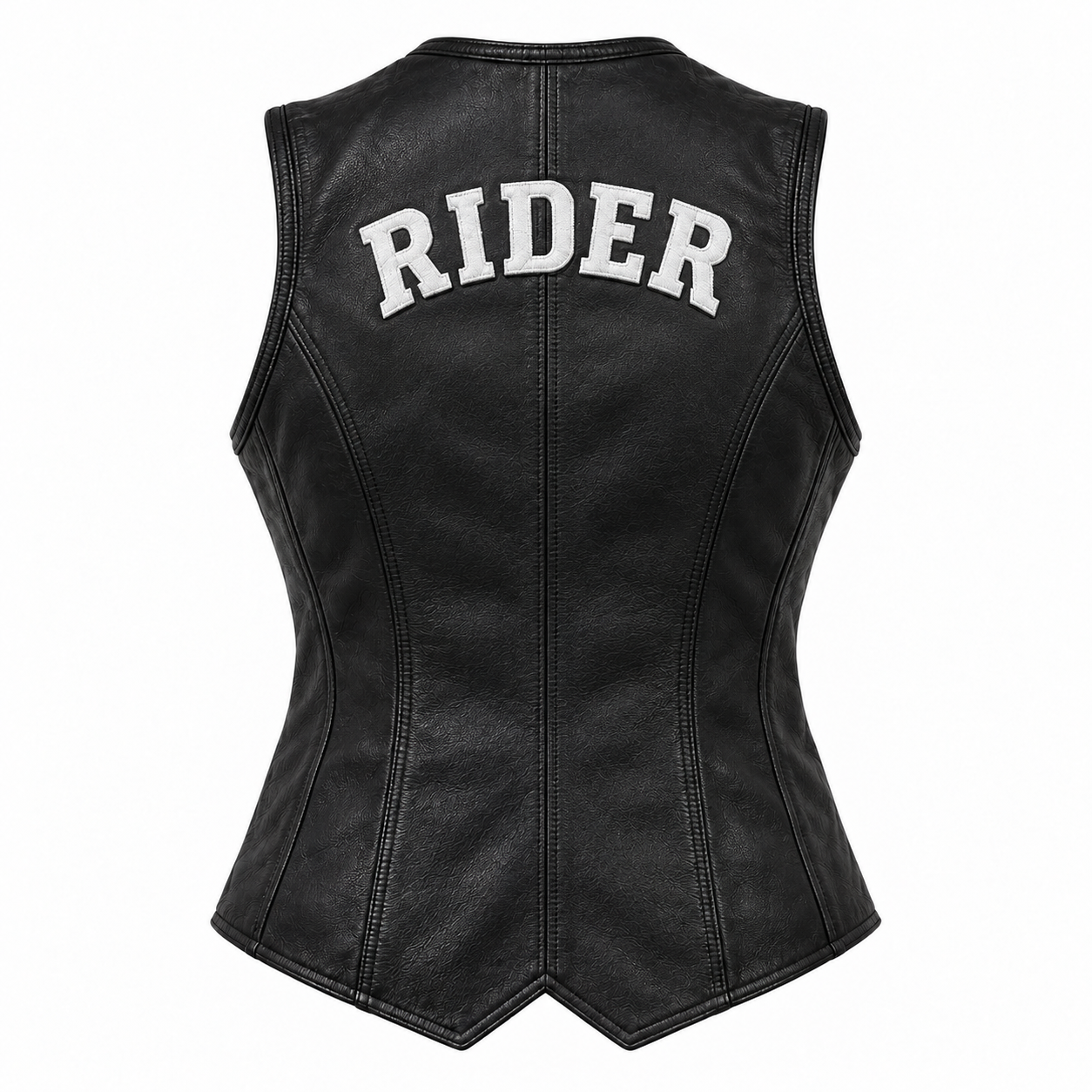 Personalized Women's Leather Motorcycle Vest with Custom Embroidery - back view