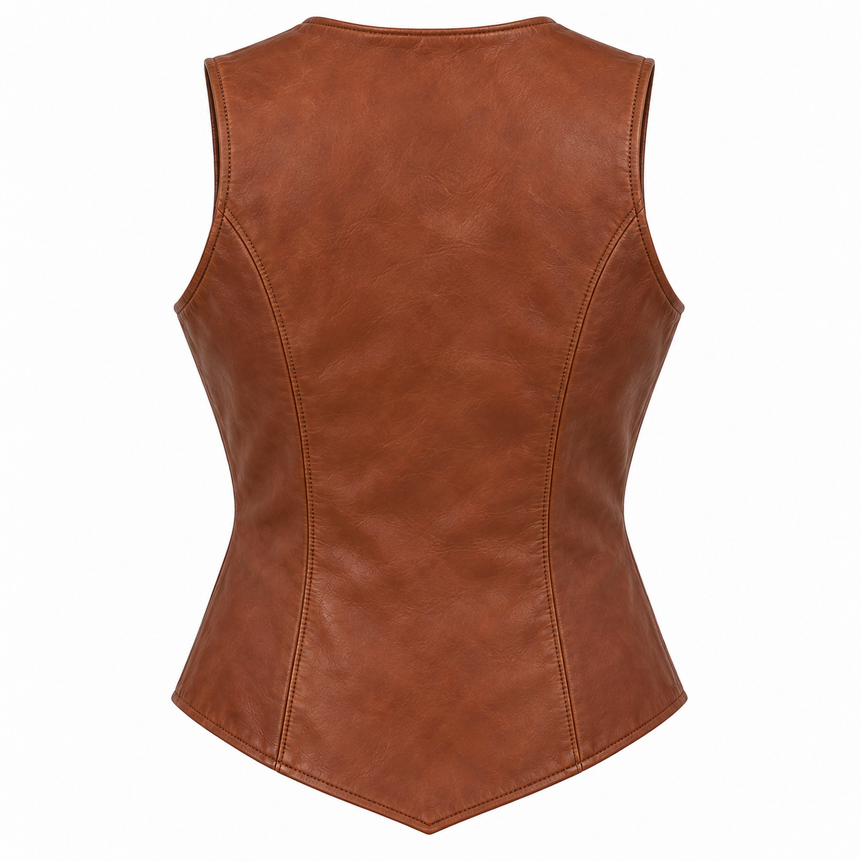 Women's Fitted Western Leather Vest - back view