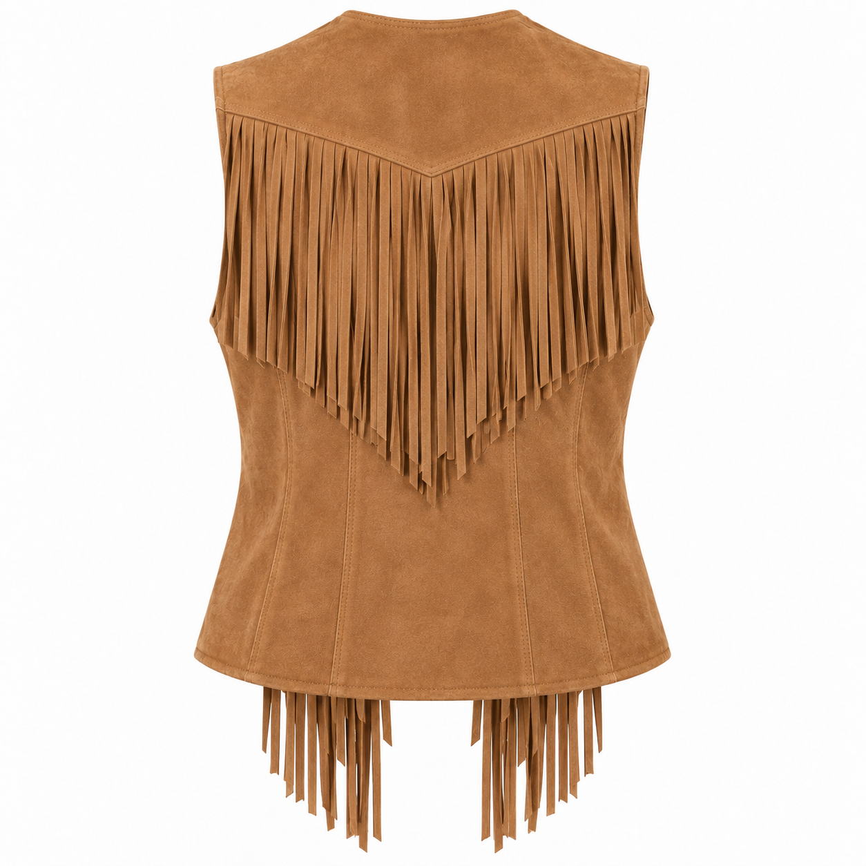 Women's Bohemian Fringe Leather Vest - back view