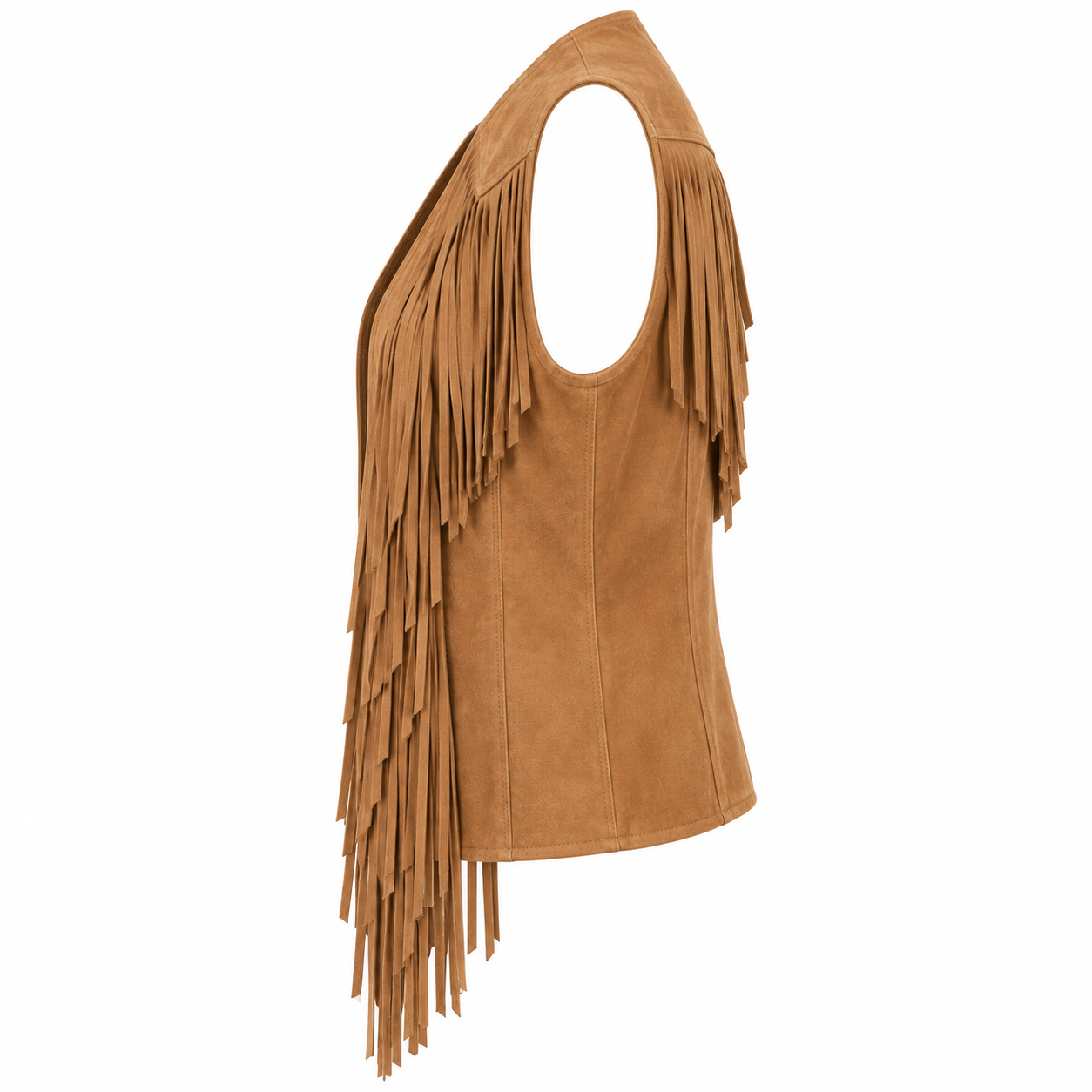 Women's Bohemian Fringe Leather Vest - left side view