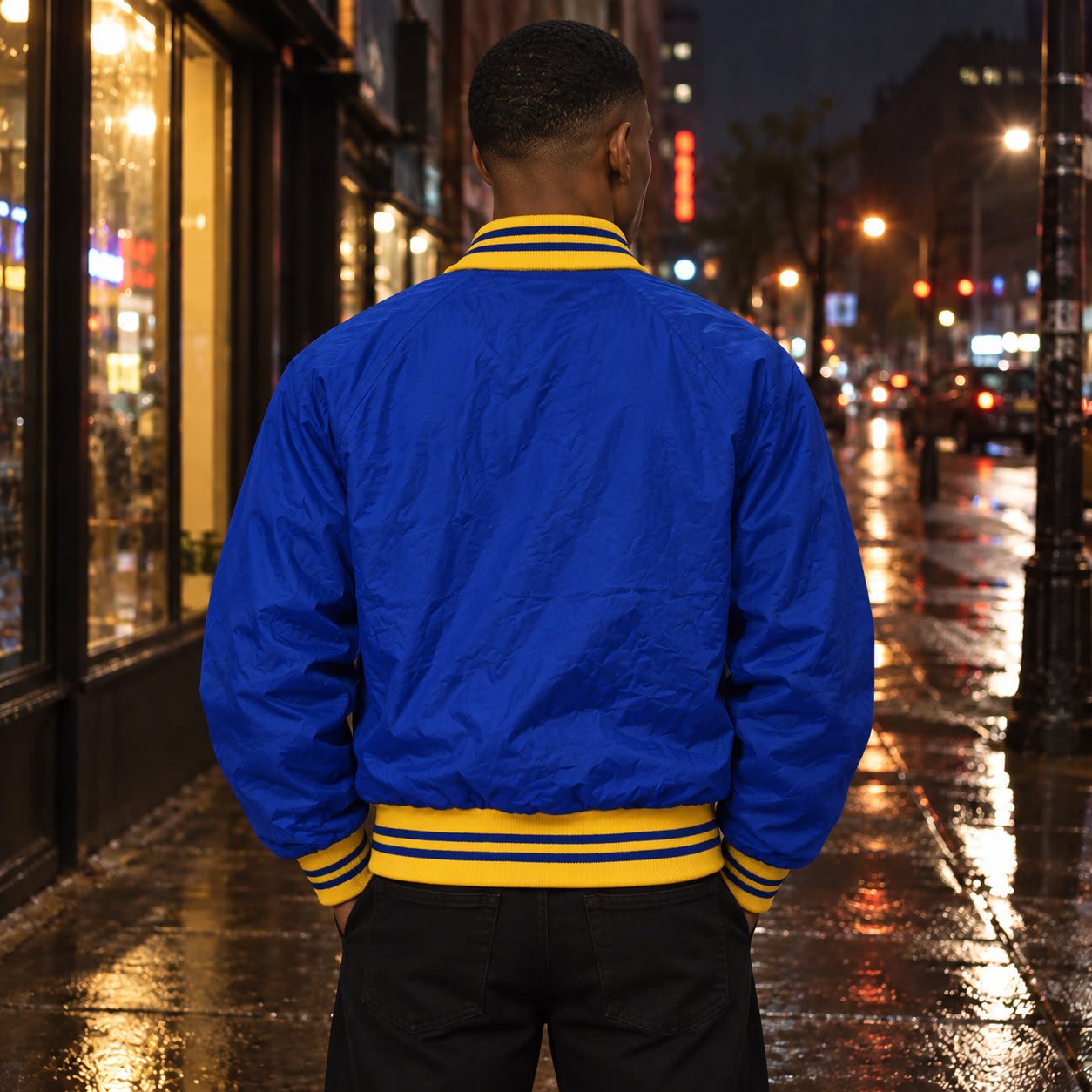 Chaqueta Robbie’s Bramalea Blues azul y amarilla, segunda vista