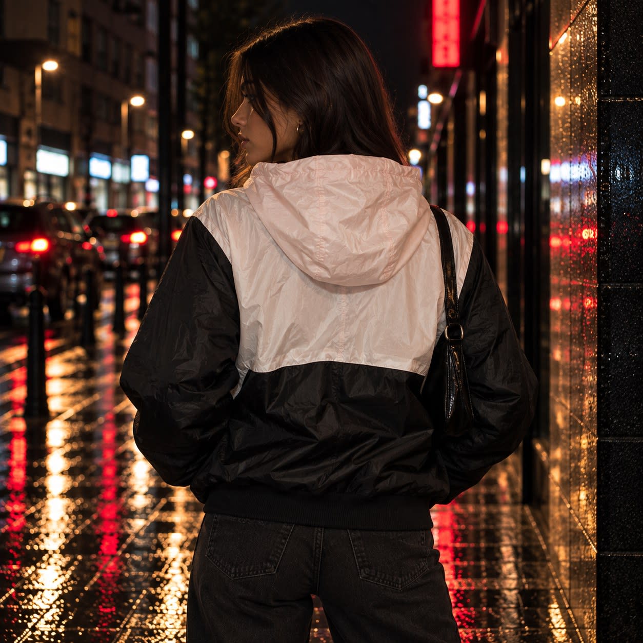 Chaqueta Adidas Originals rosa y negra con capucha, segunda vista
