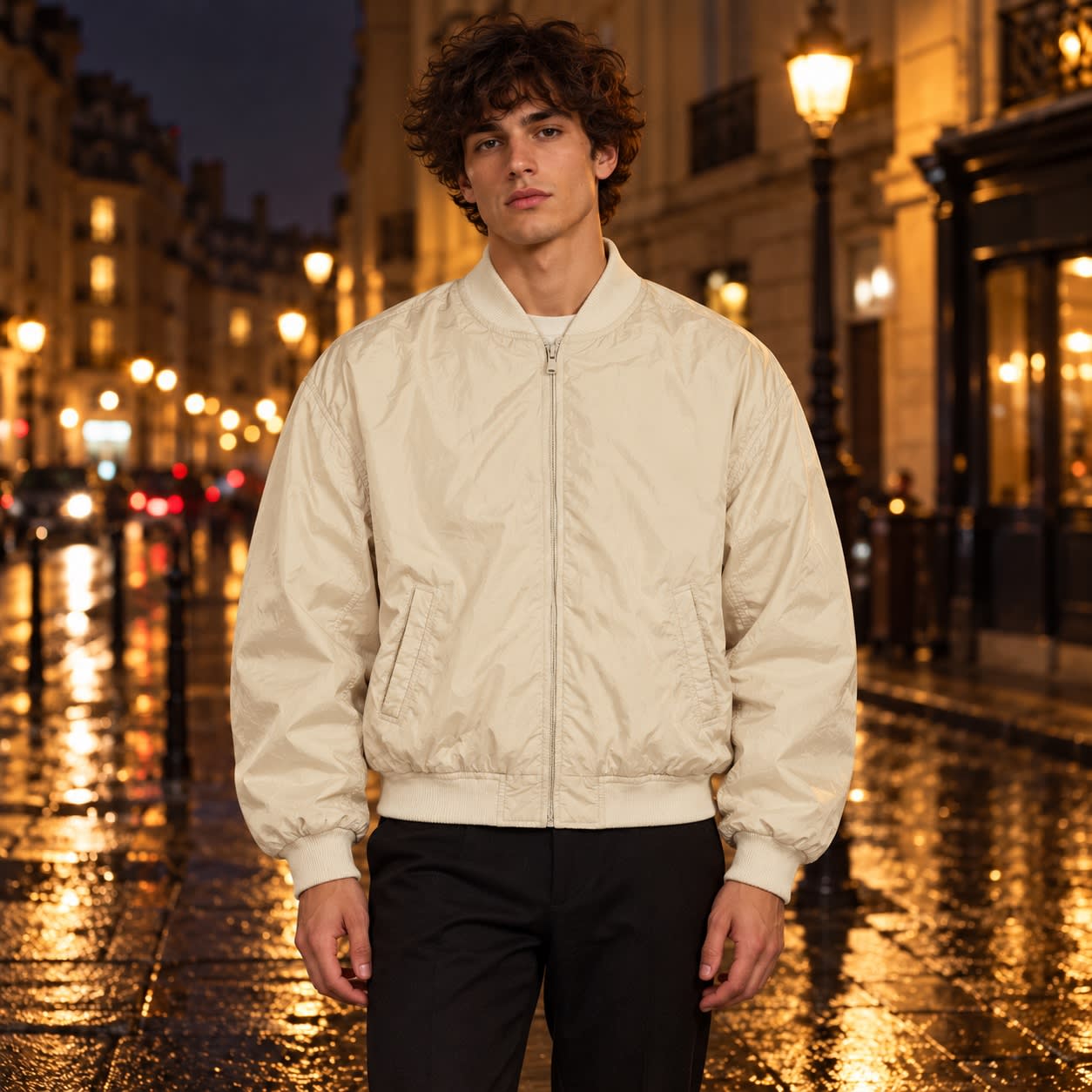 Chaqueta bomber Old Navy color crema, vista principal