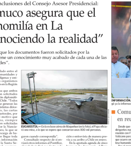 Obispo de Temuco asegura que el Papa hará su homilía en La Araucanía