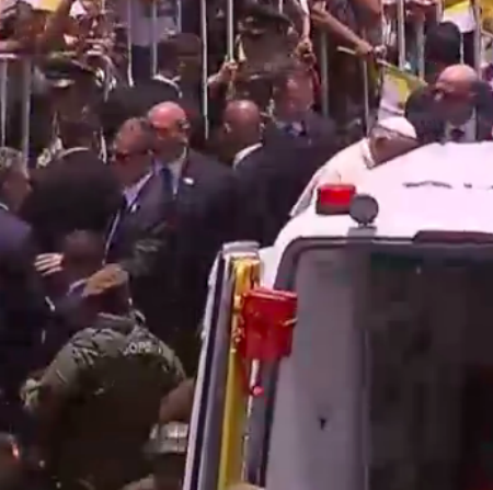 Papa Francisco socorre a carabinero que cayó de su caballo