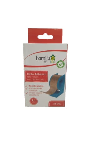 Family Set Cinta Adhesiva Tipo Papel 2.5 Cm Con Dispensador