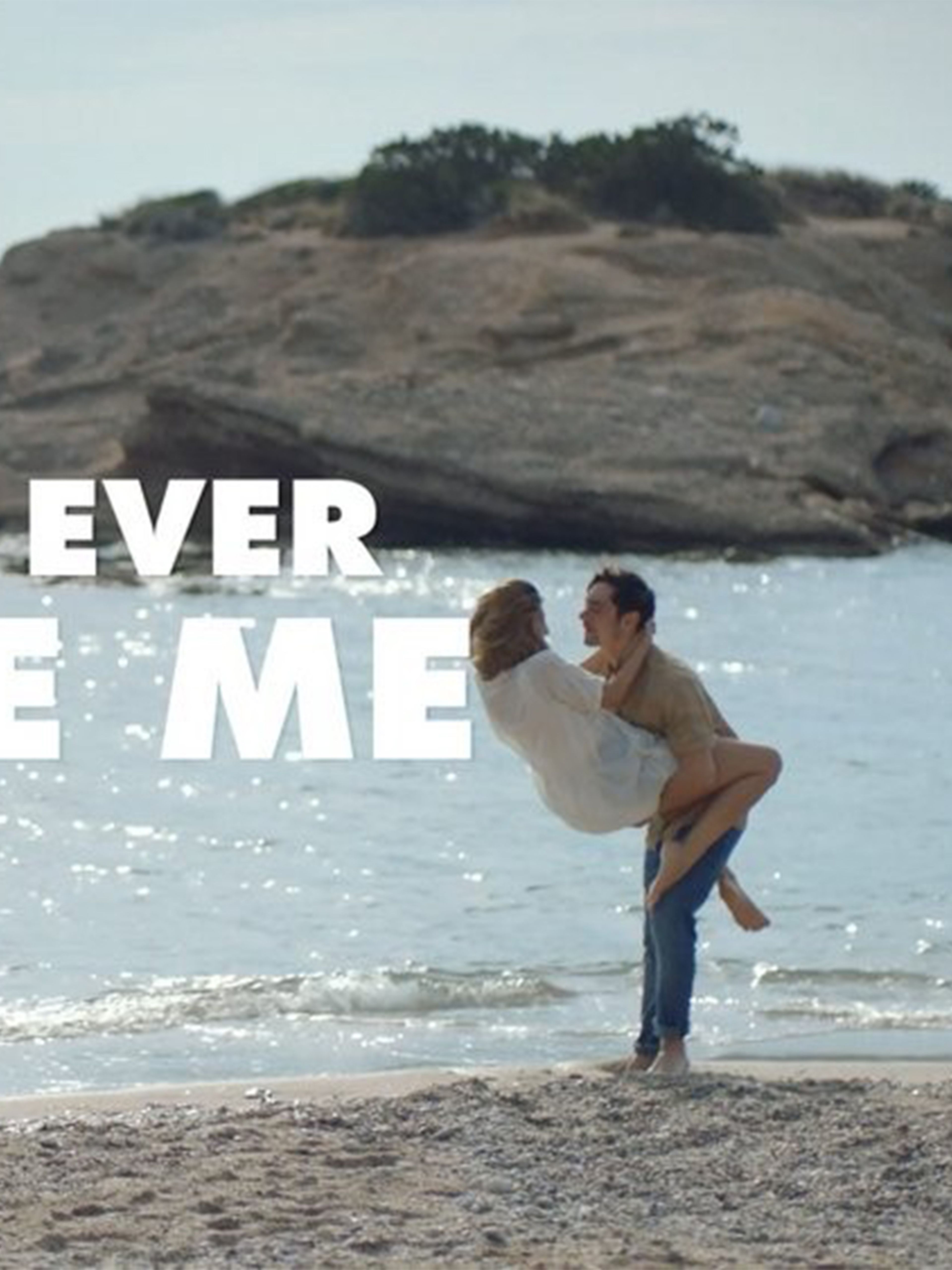 Scene of a beach and a couple with the title Don't Ever Leave Me