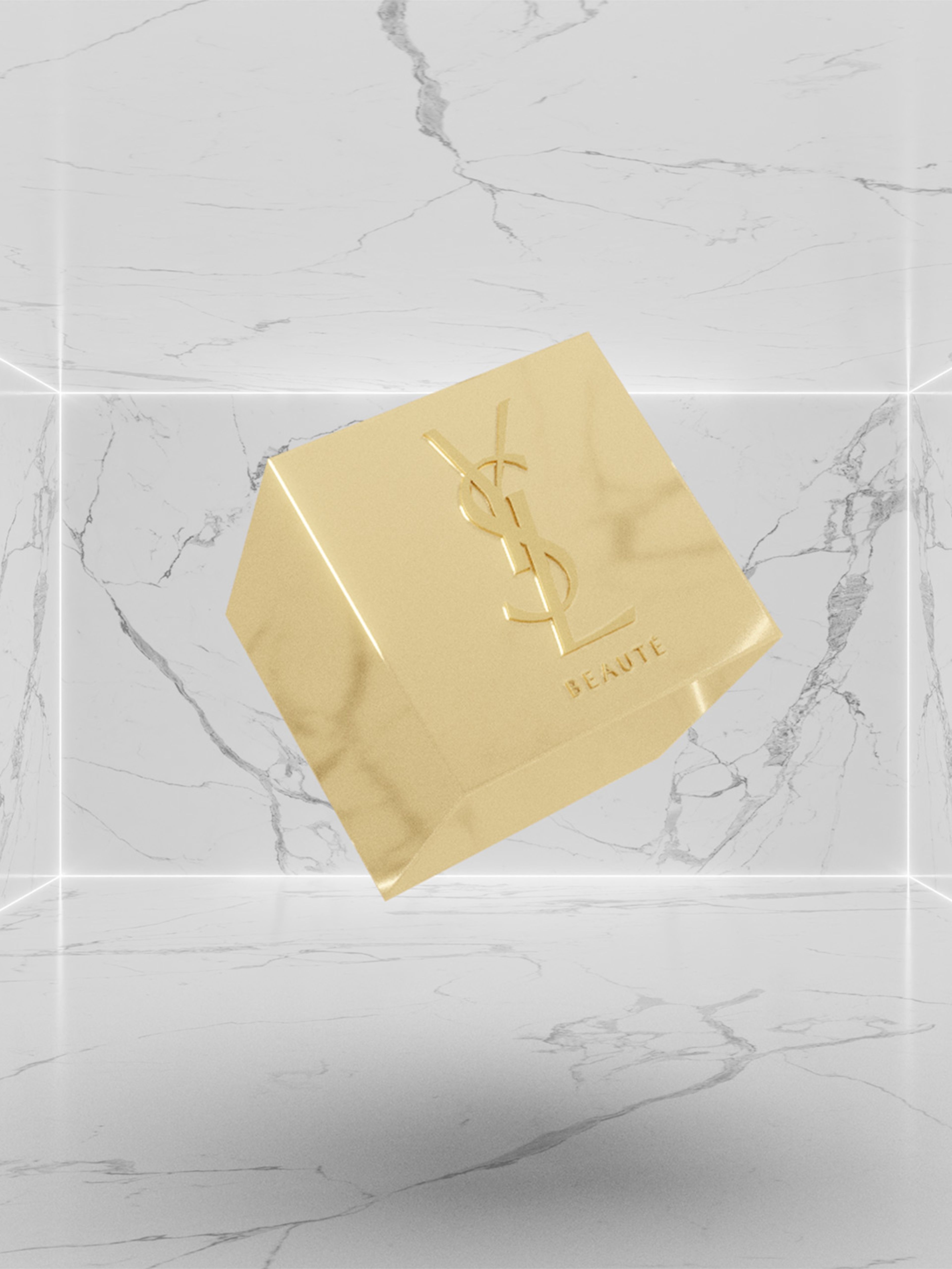 YSL Gold Block NFT on a light marbled background
