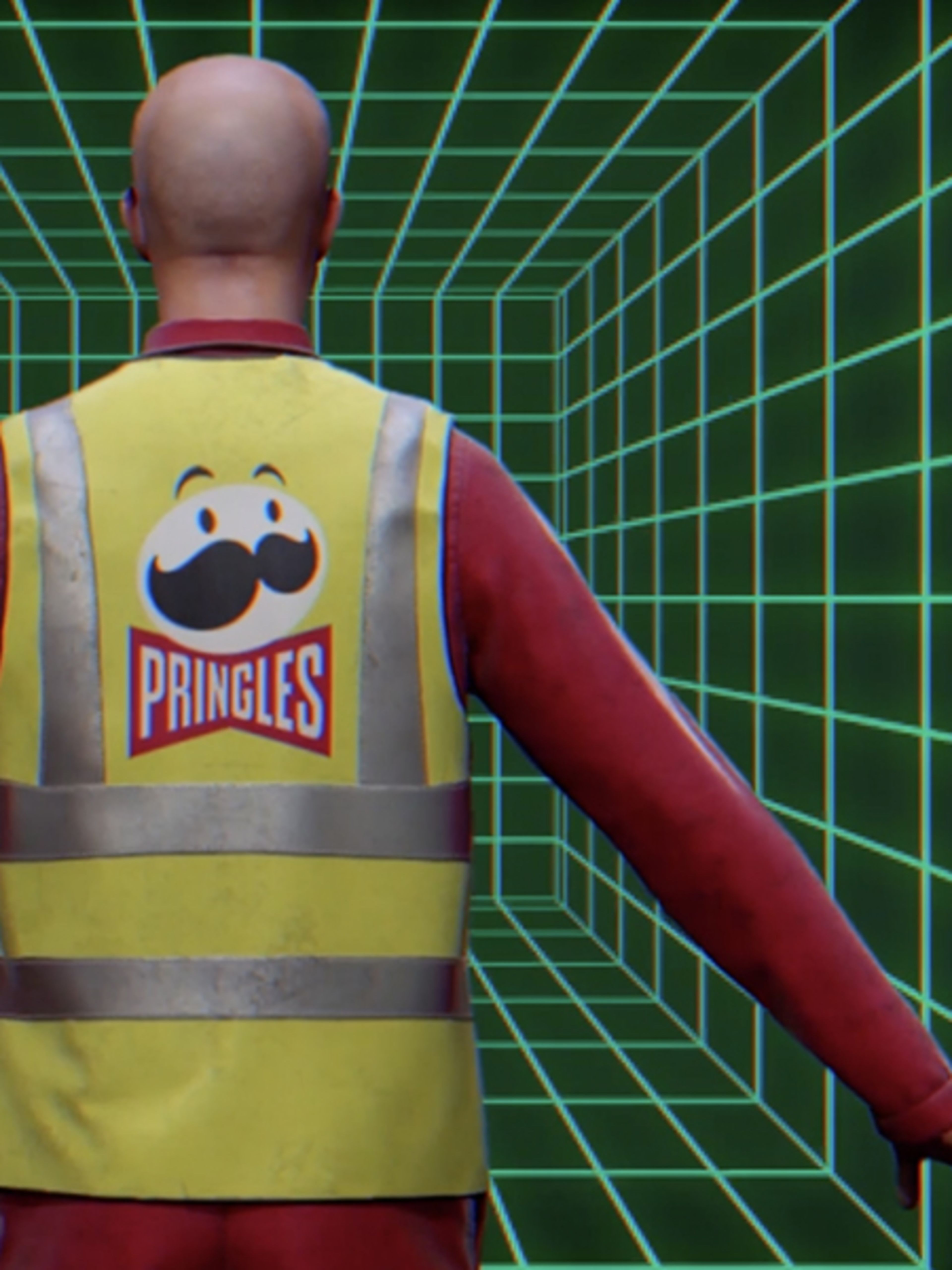 AI Pringles character in a futuristic background