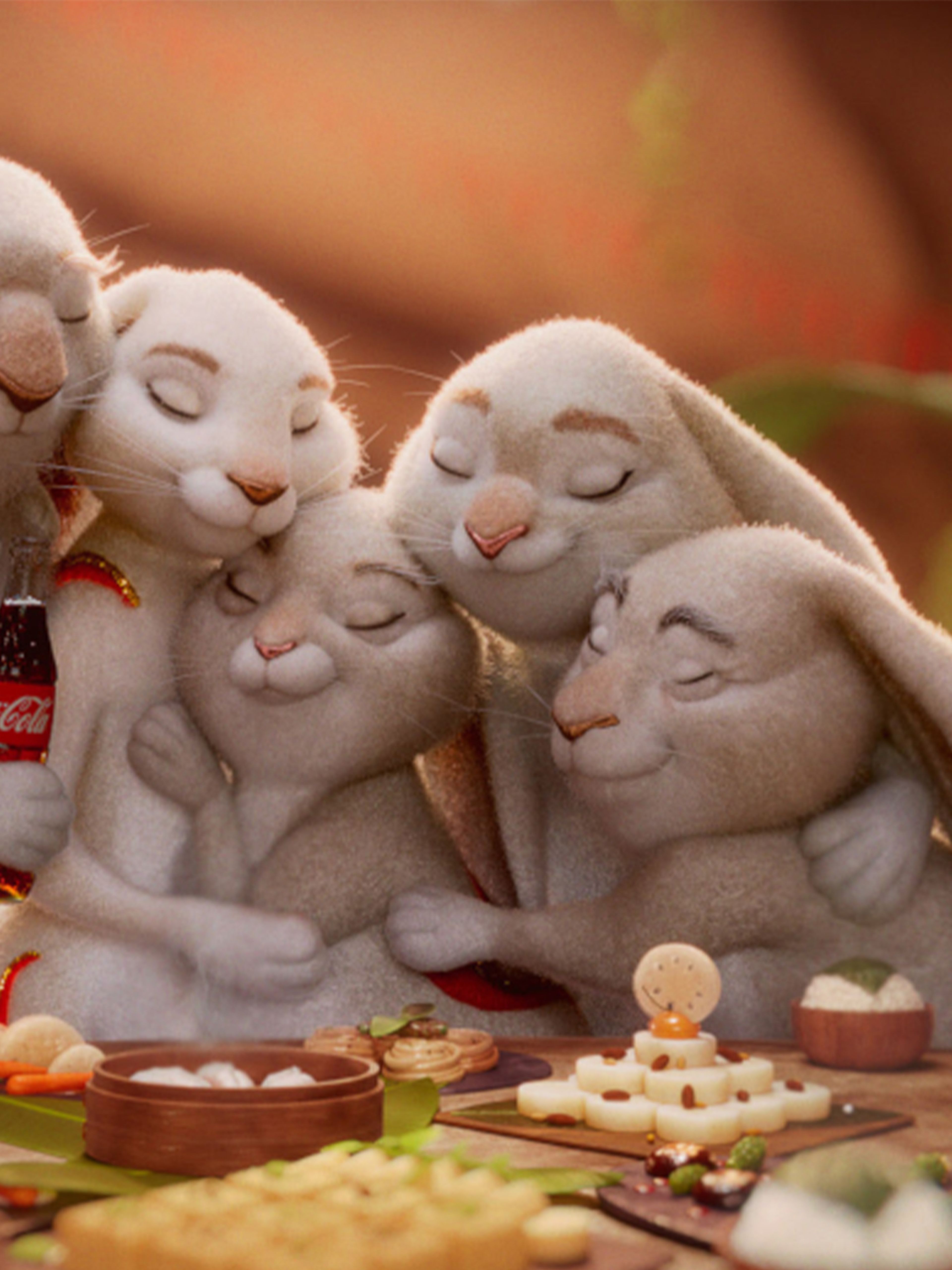Animated rabbits with Coca Colas