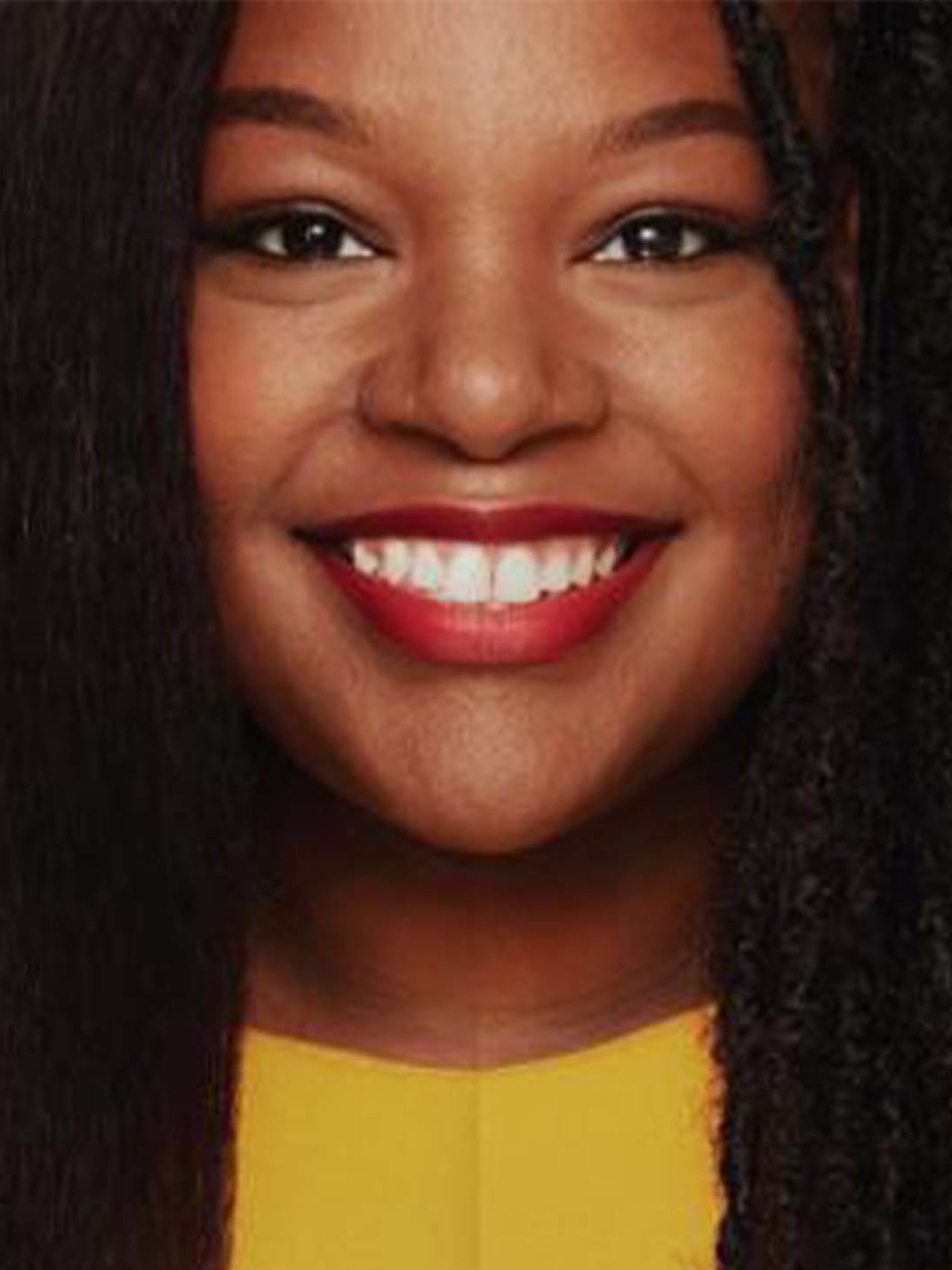 Image of Black woman with side0by-side of different hairstyles