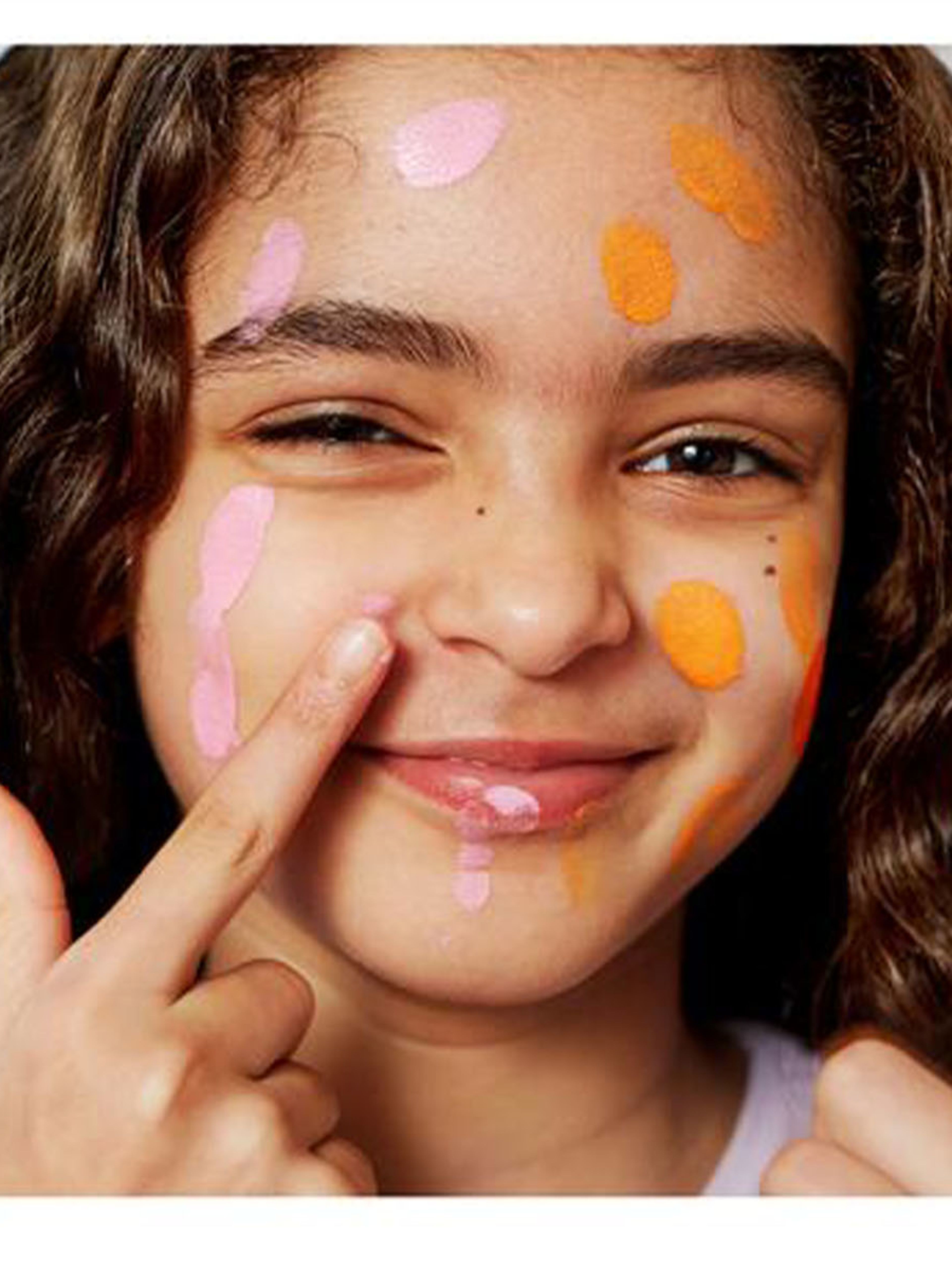Collage of girls and women with face paint on and the Dove logo with the text "Let's protect #thefaceof10"