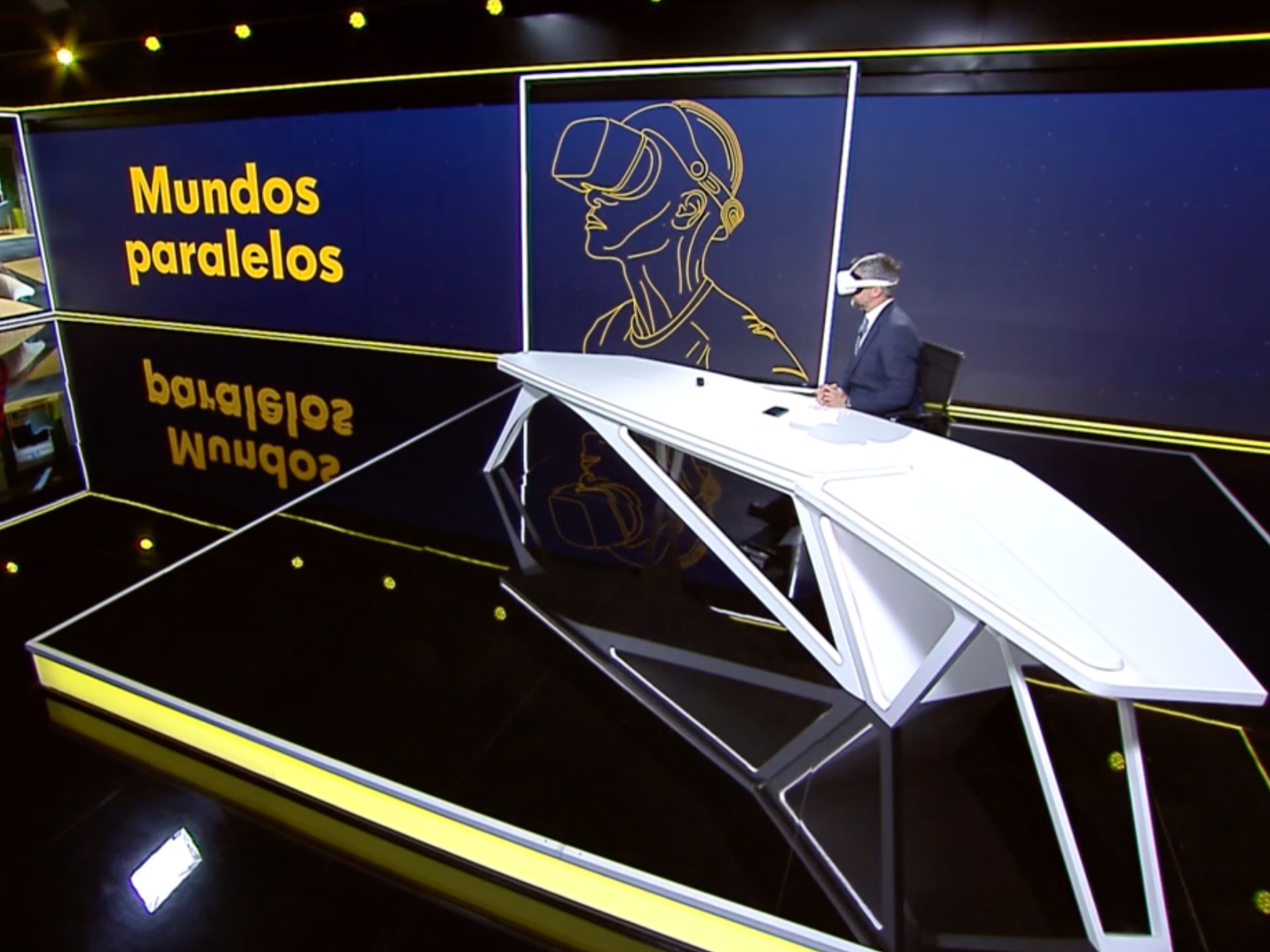 Presenters with VR headsets on