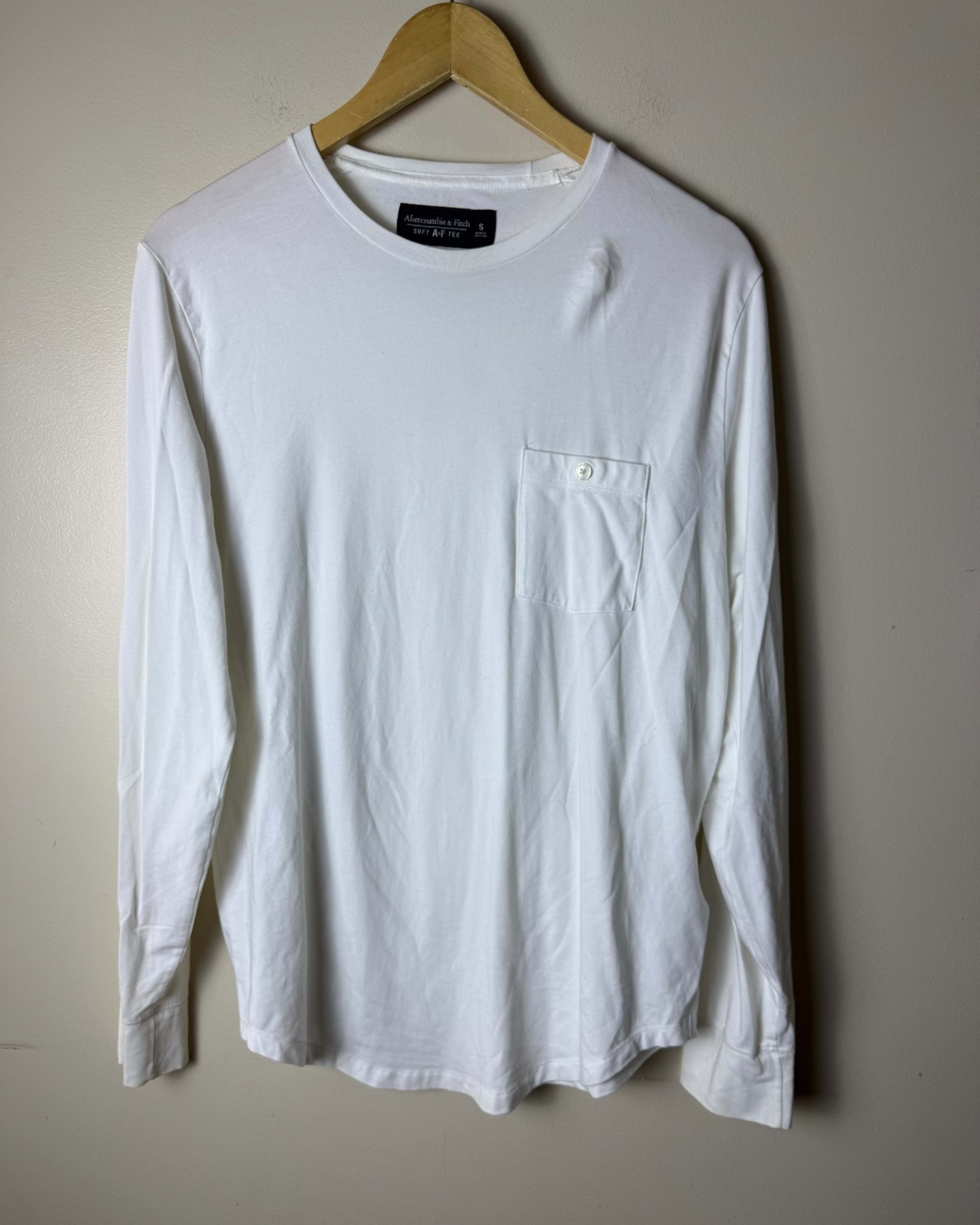 Abercrombie & Fitch T Shirt Mens Large White Soft A&F Pocket Crewneck Tee Casual