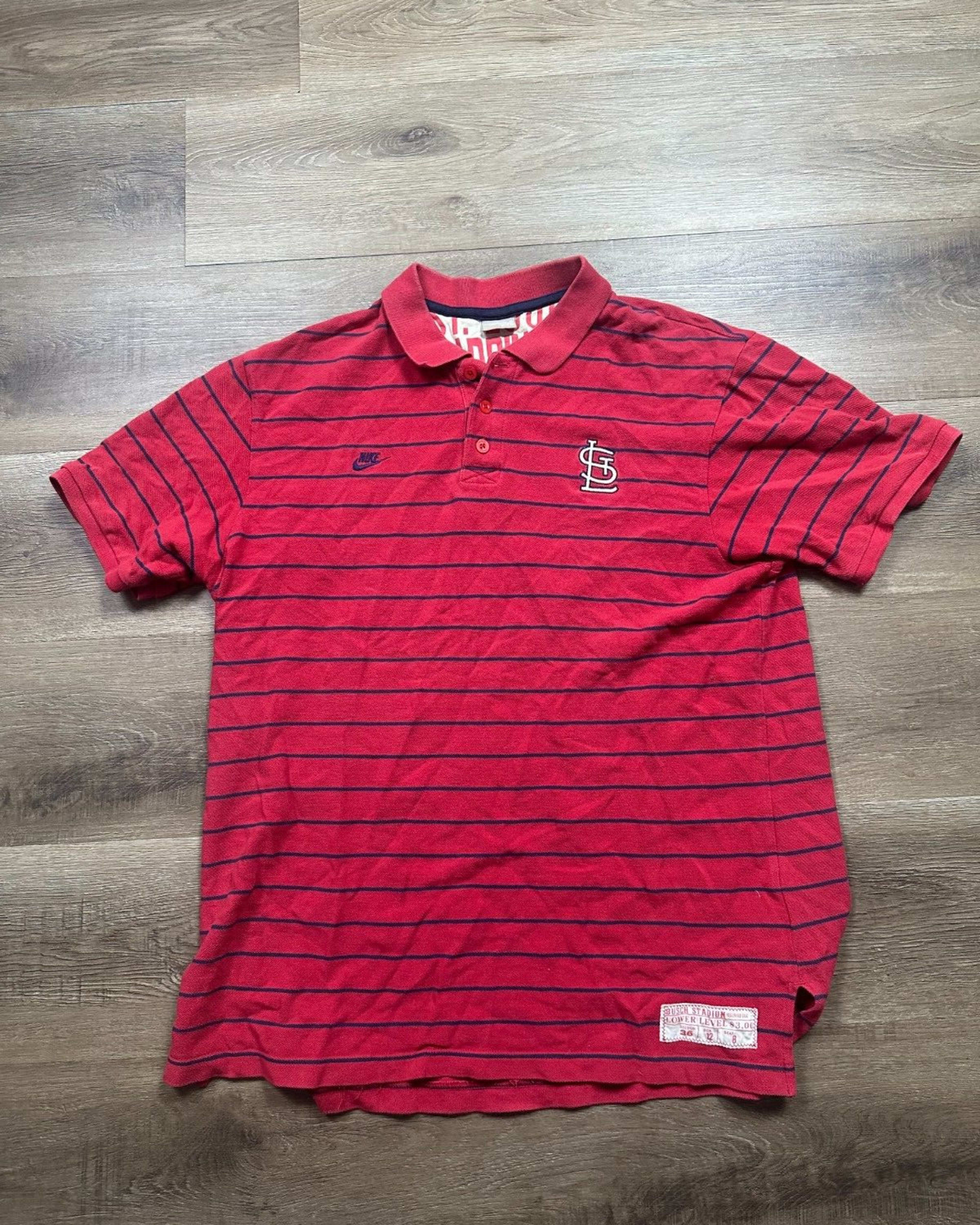 Vinatage Nike Grey Tag Polo Men's XL Red Busch Stadium Saint Louis MLB Y2K