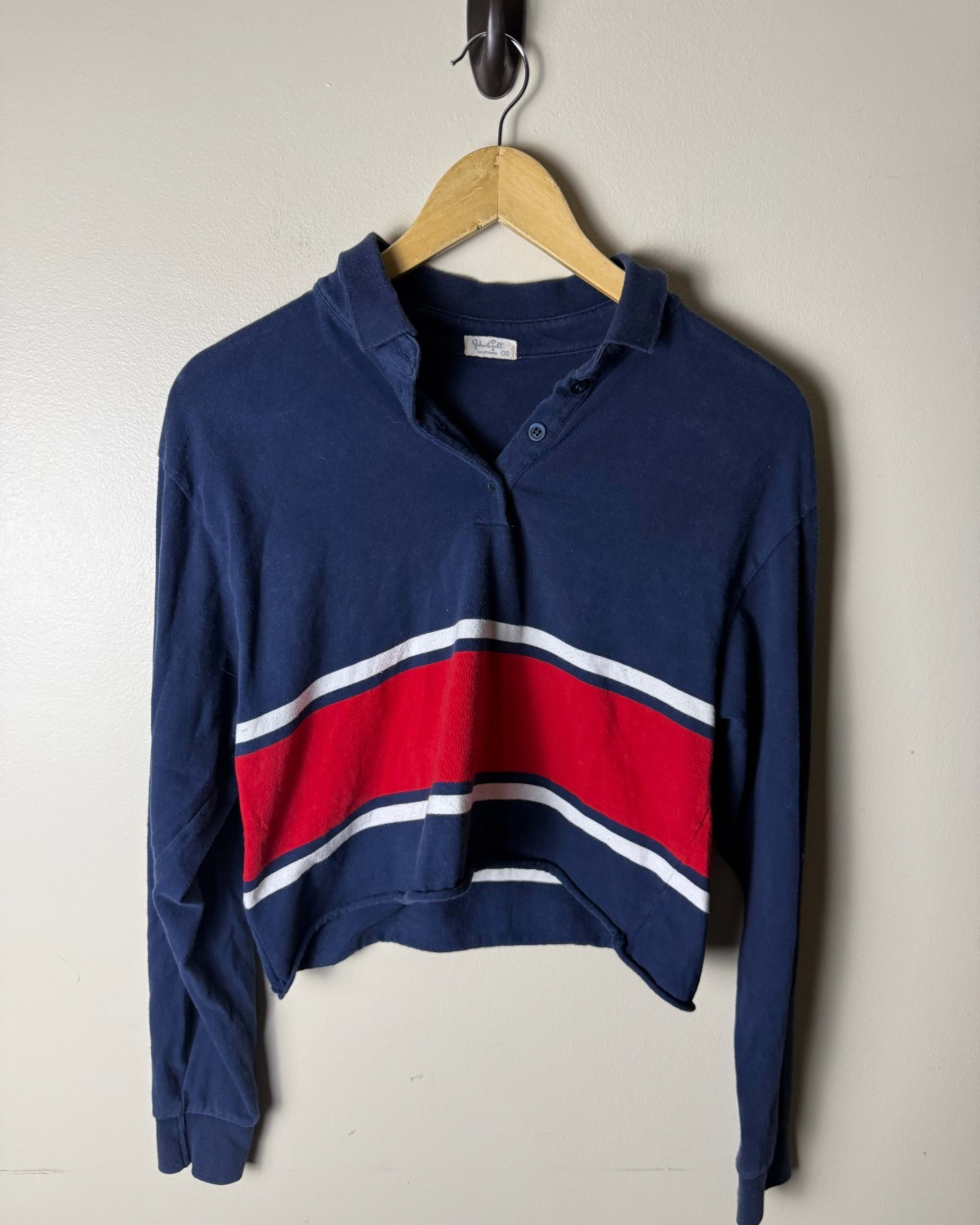 John Galt Brandy Melville Cropped Polo Shirt Womens One Size Striped