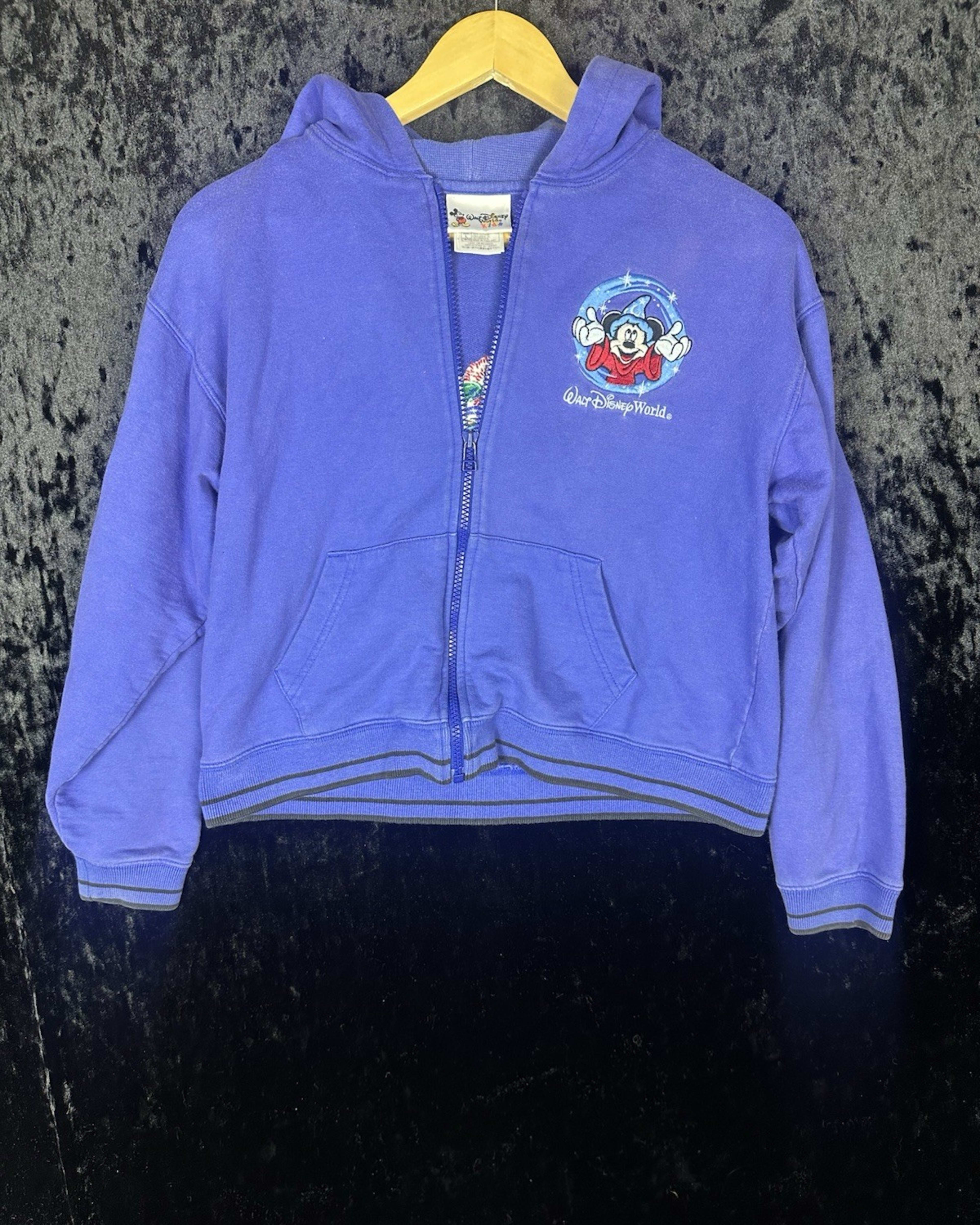 Vintage Y2K Walt Disney World Where Magic Lives Youth L Blue Full Zip Hoodie