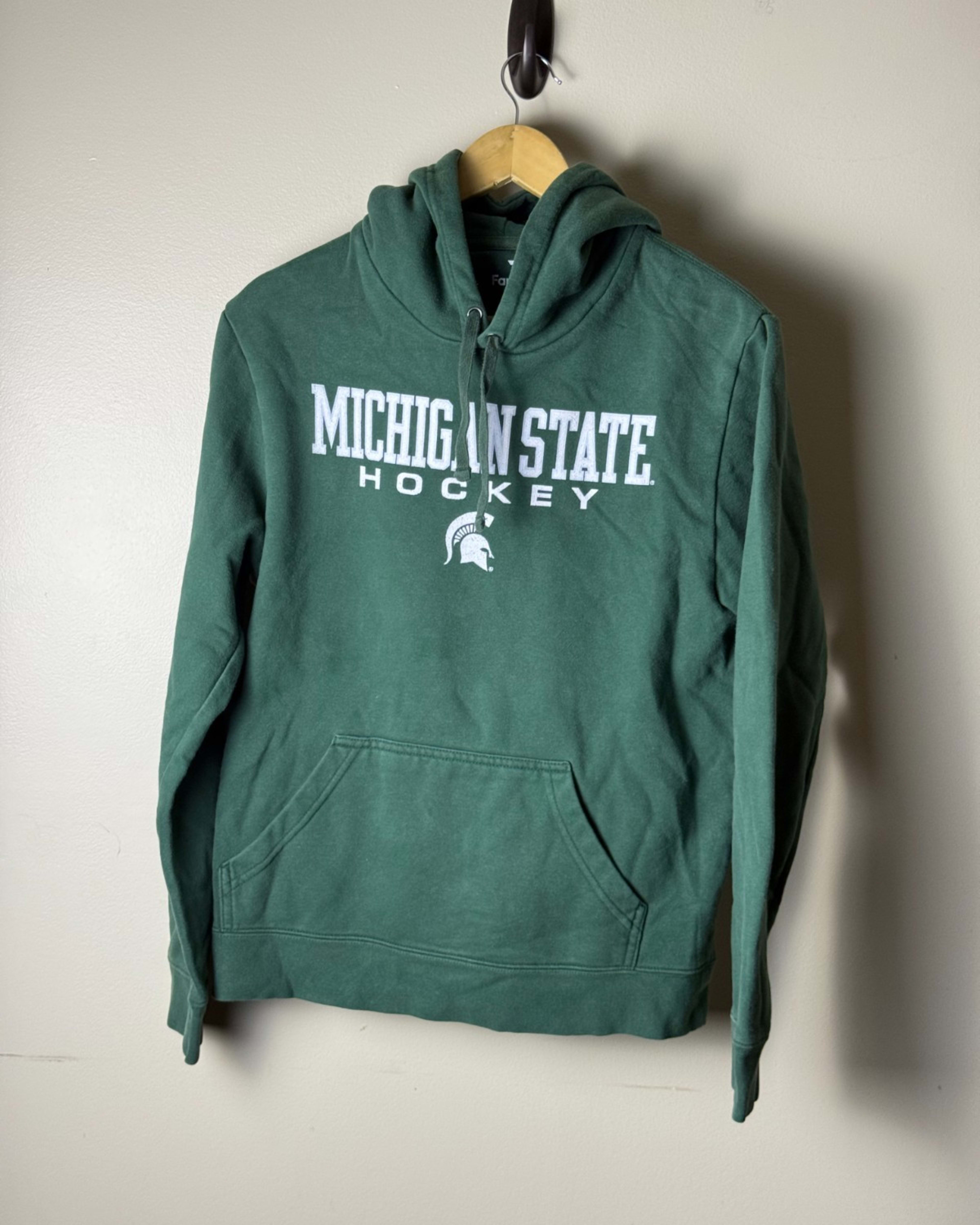 Michigan State Spartans Hockey Hoodie Mens M Green Drawstring