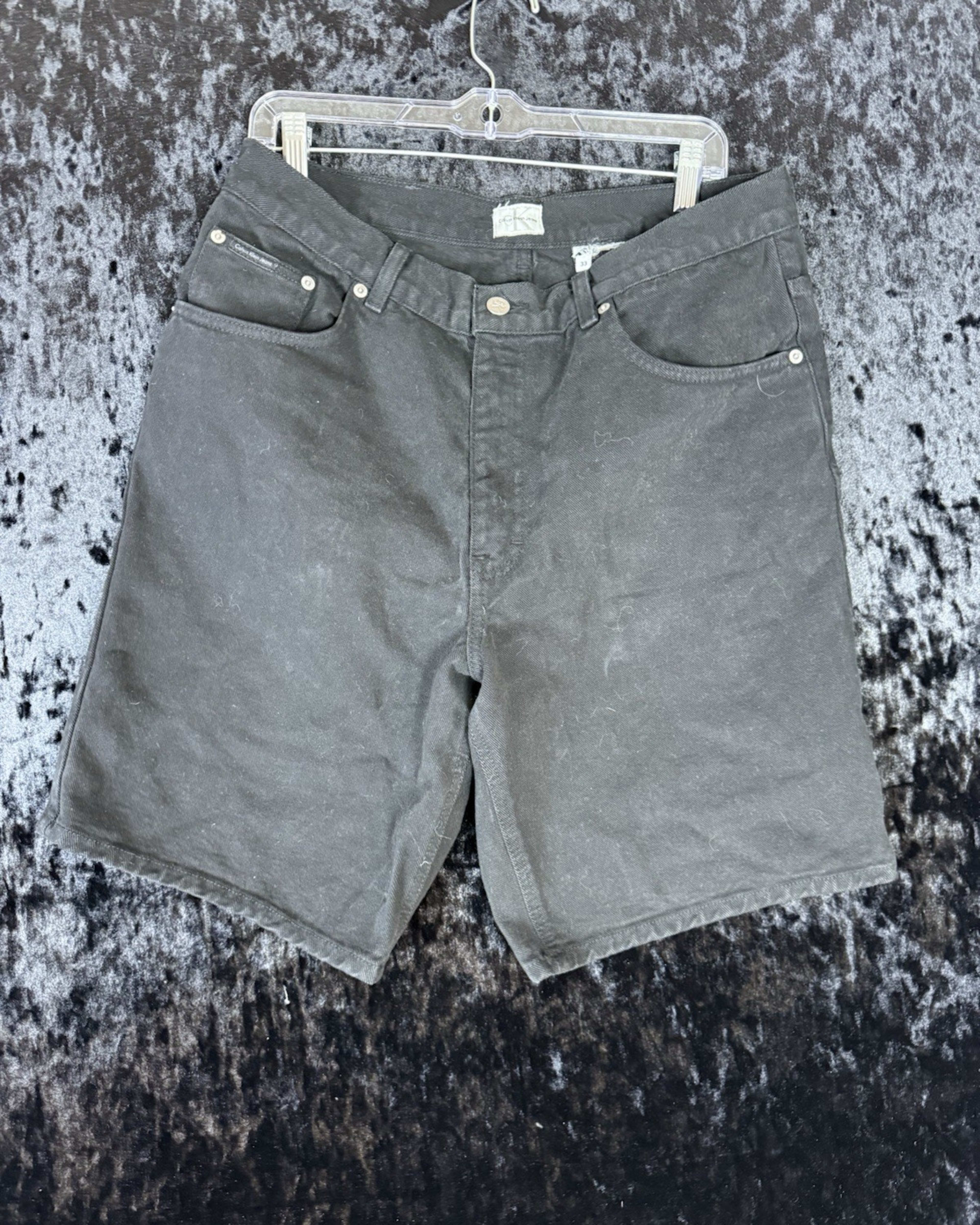 Vintage 90s Calvin Klein Jeans Mens 33 Black Denim Shorts Casual