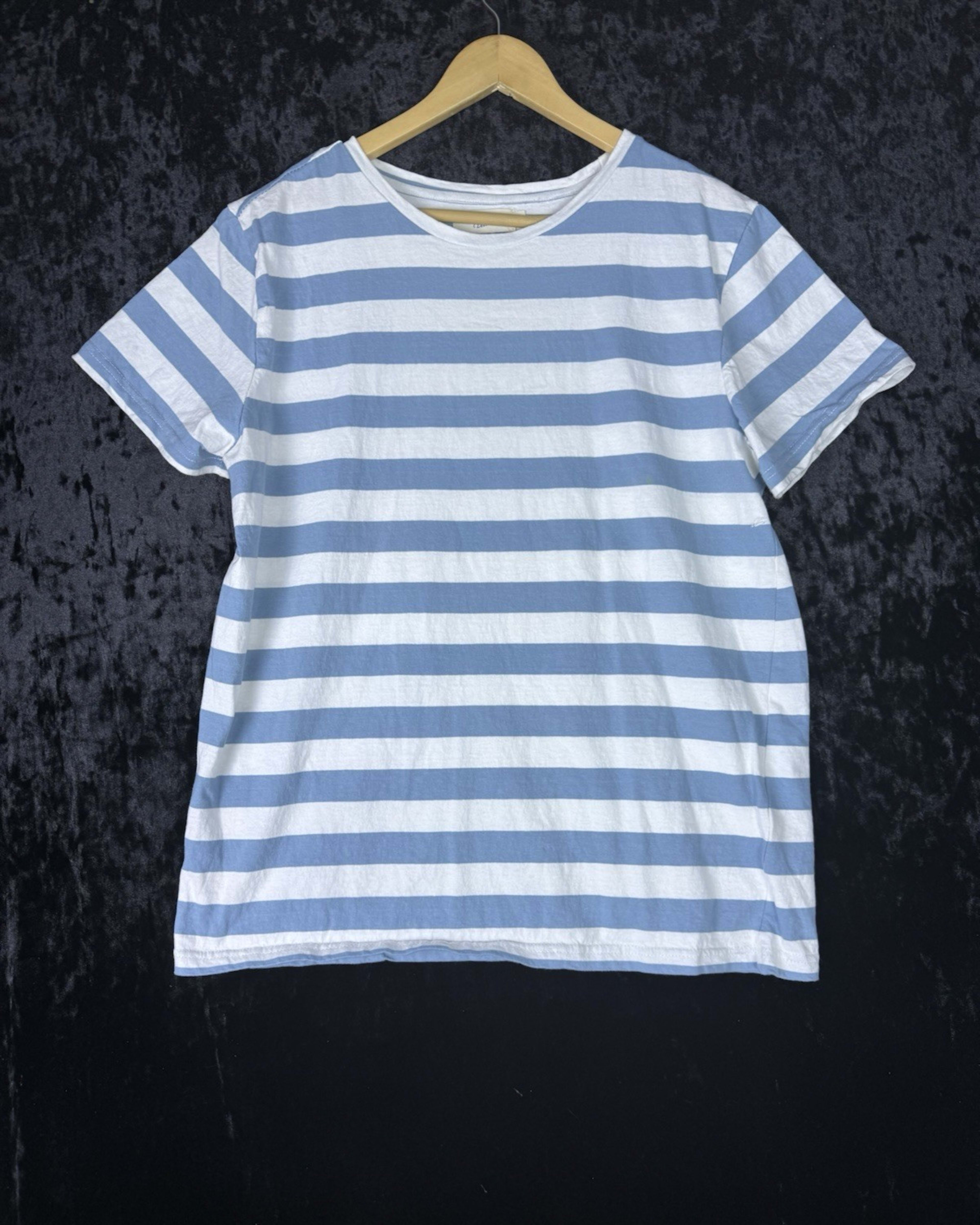 Zecmos T-Shirt Womens 2XL Blue Striped Fashion Cotton Top Casual