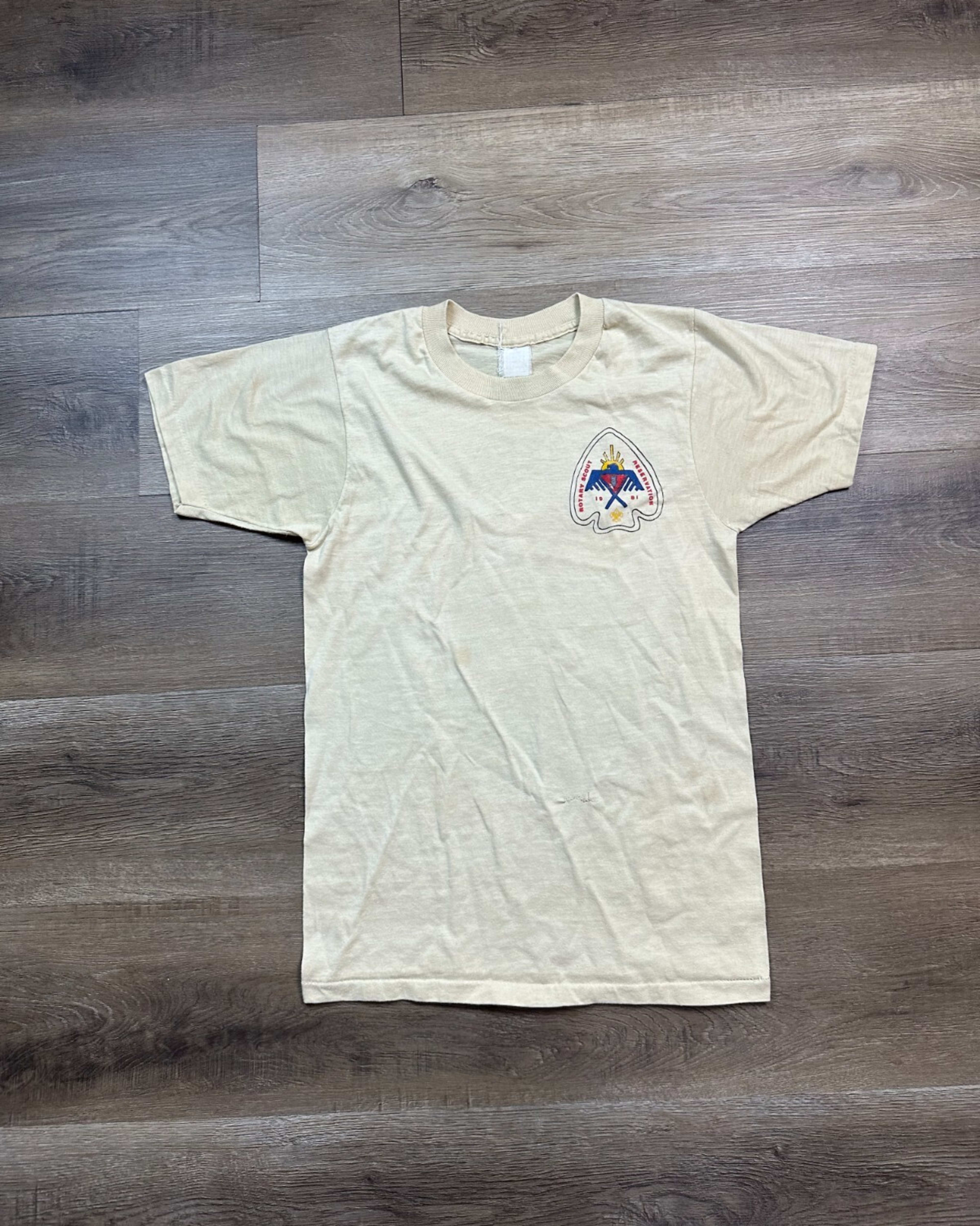 Vintage Rotary Scout Short Sleeve T-Shirt Youth S Yellow Graphic Print Logo