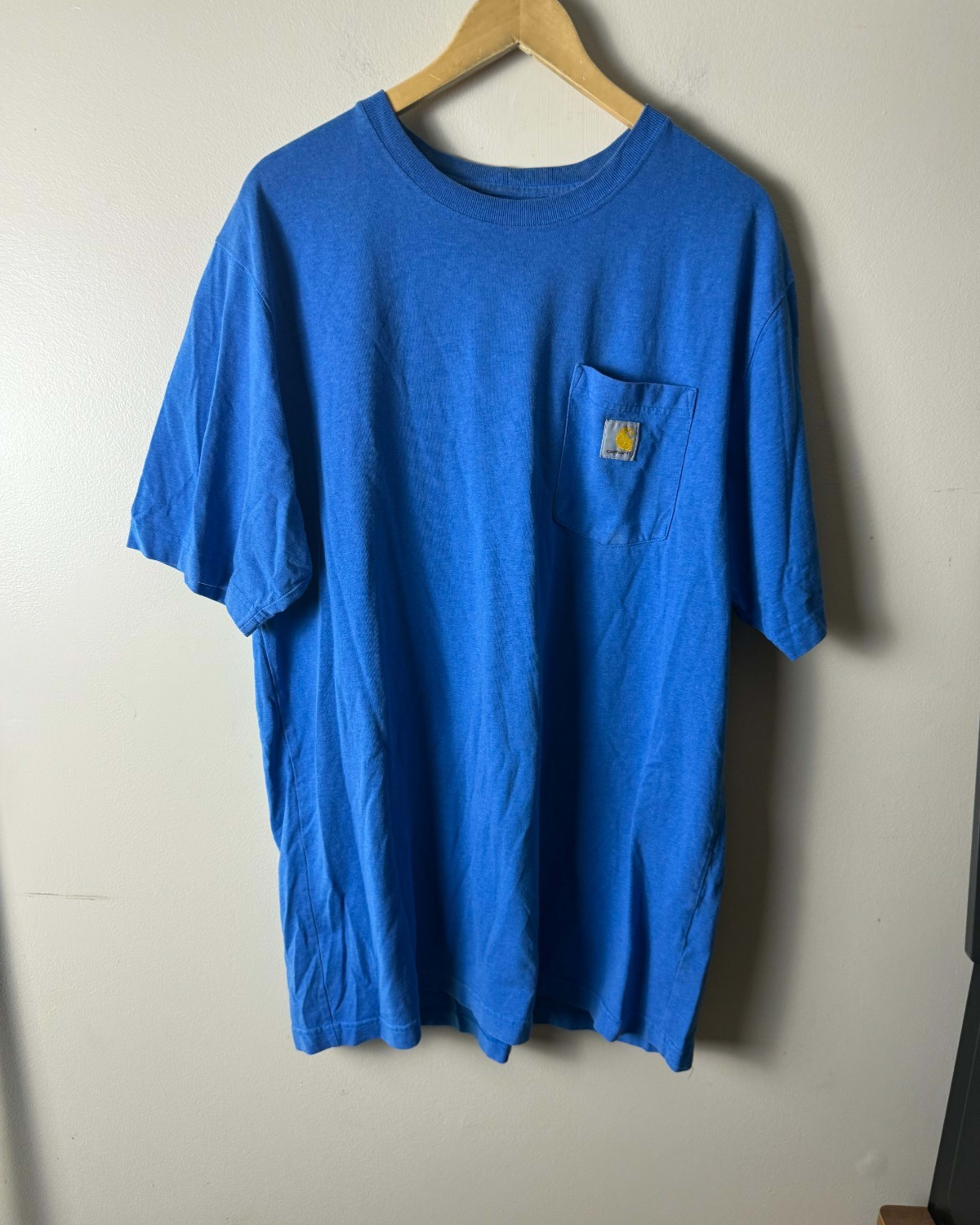Carhartt Shirt Mens M Tall Blue Pocket Logo Workwear Tee Top Original Fit