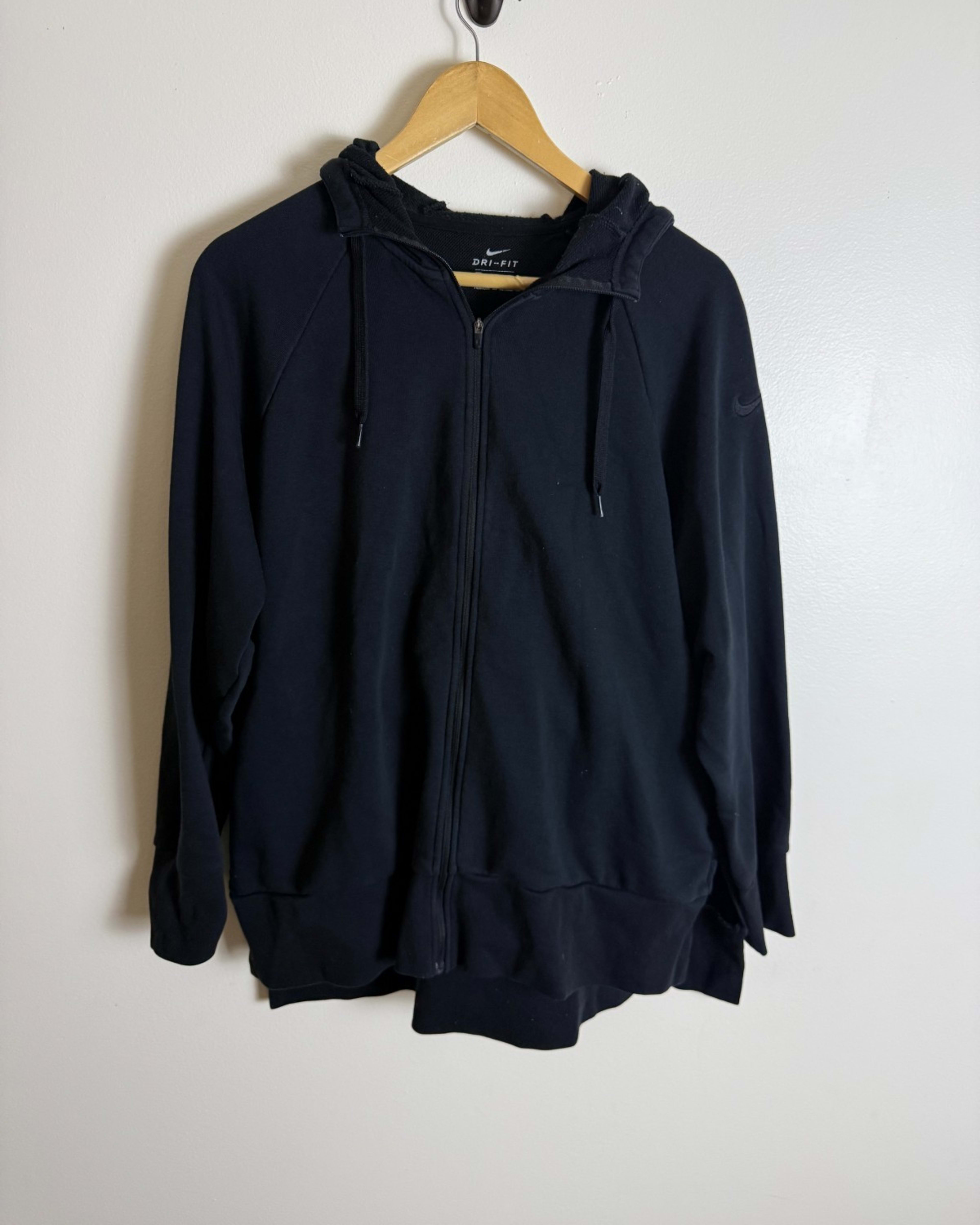 Nike Dri-Fit Full Zip Hooded Sweatshirt Womens L Black Athletic Long Sleeve