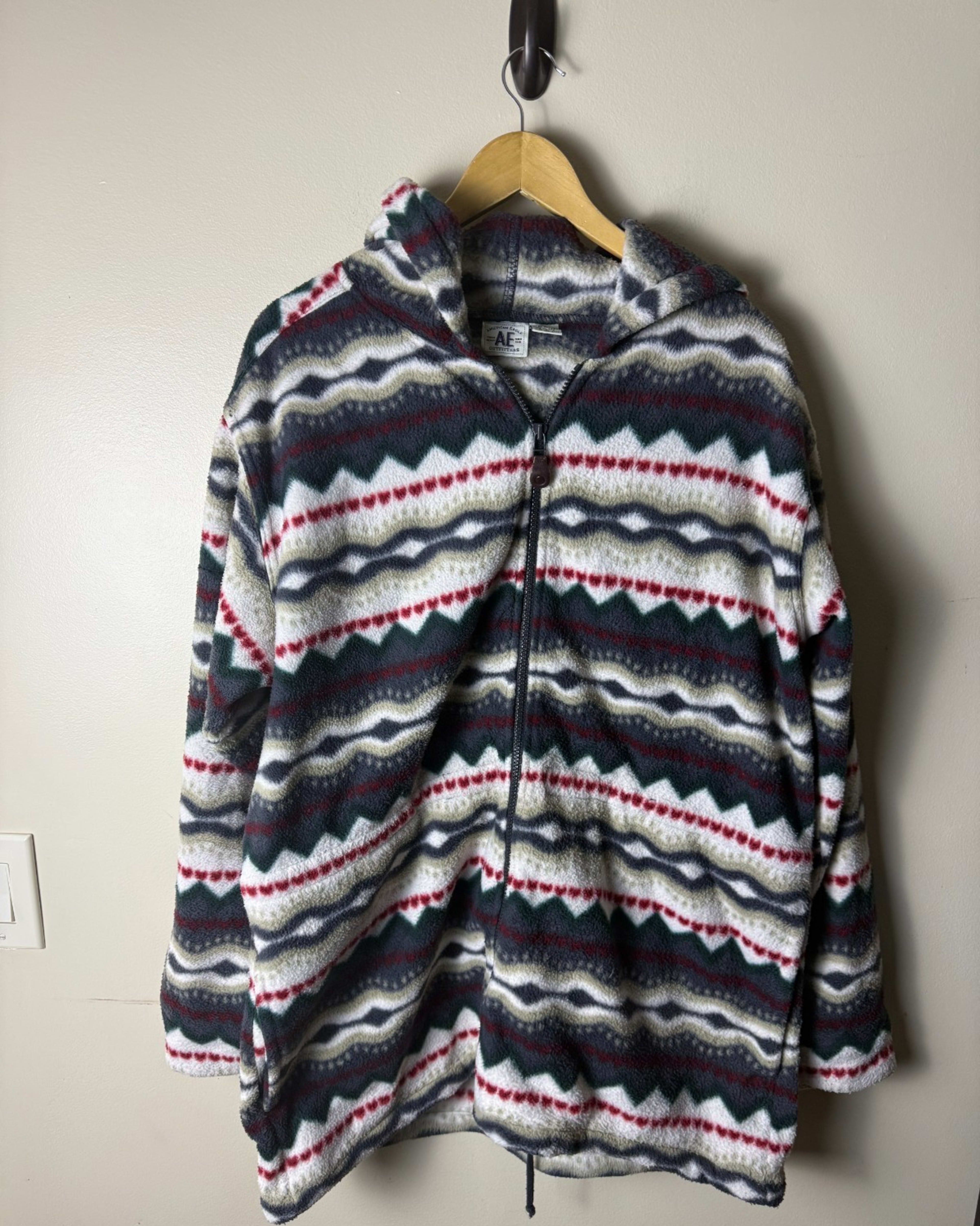 Vintage AE Outfitters Aztec Fleece Hoodie Women L Multicolor Jacket Y2K Tribal