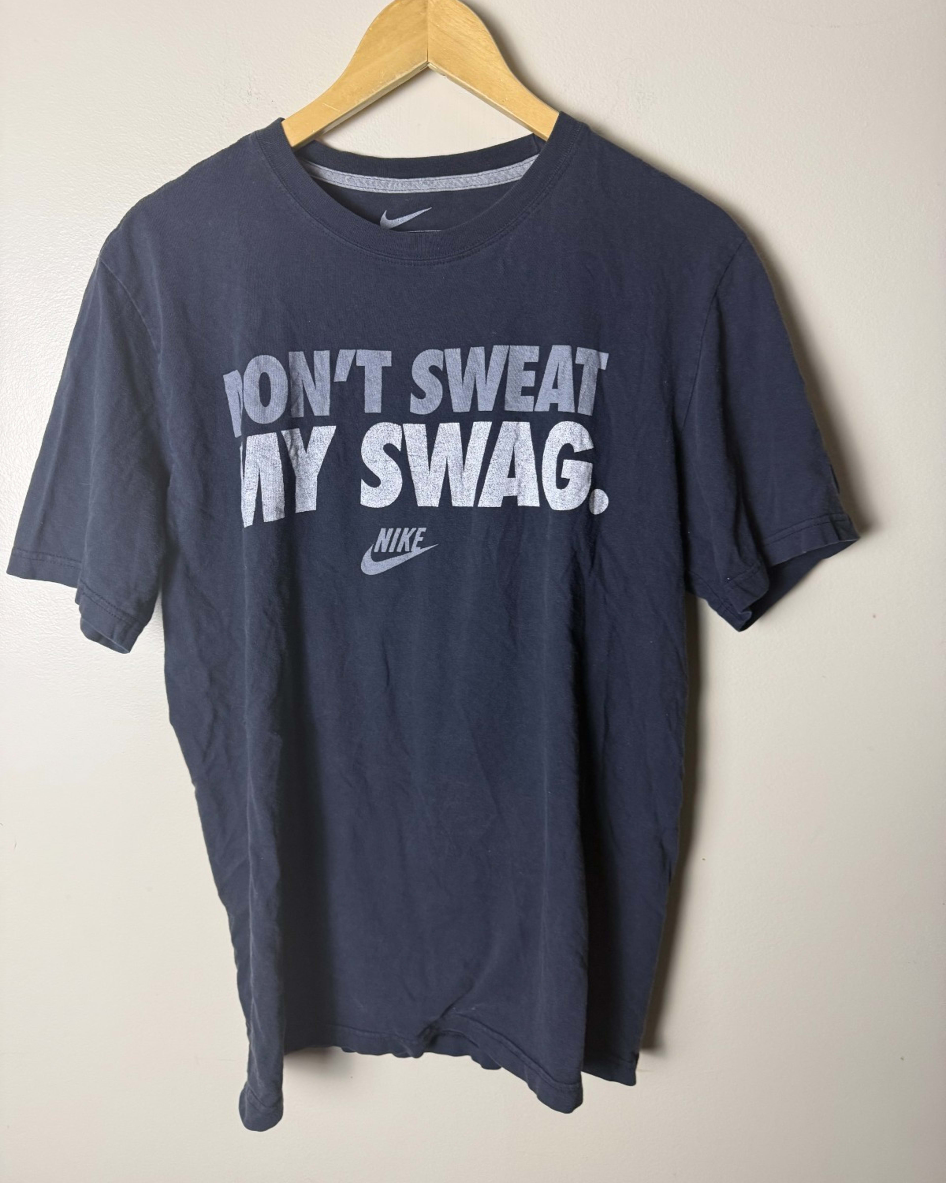 Nike Don't Sweat My Swag Graphic T-Shirt Mens L Black Comfort