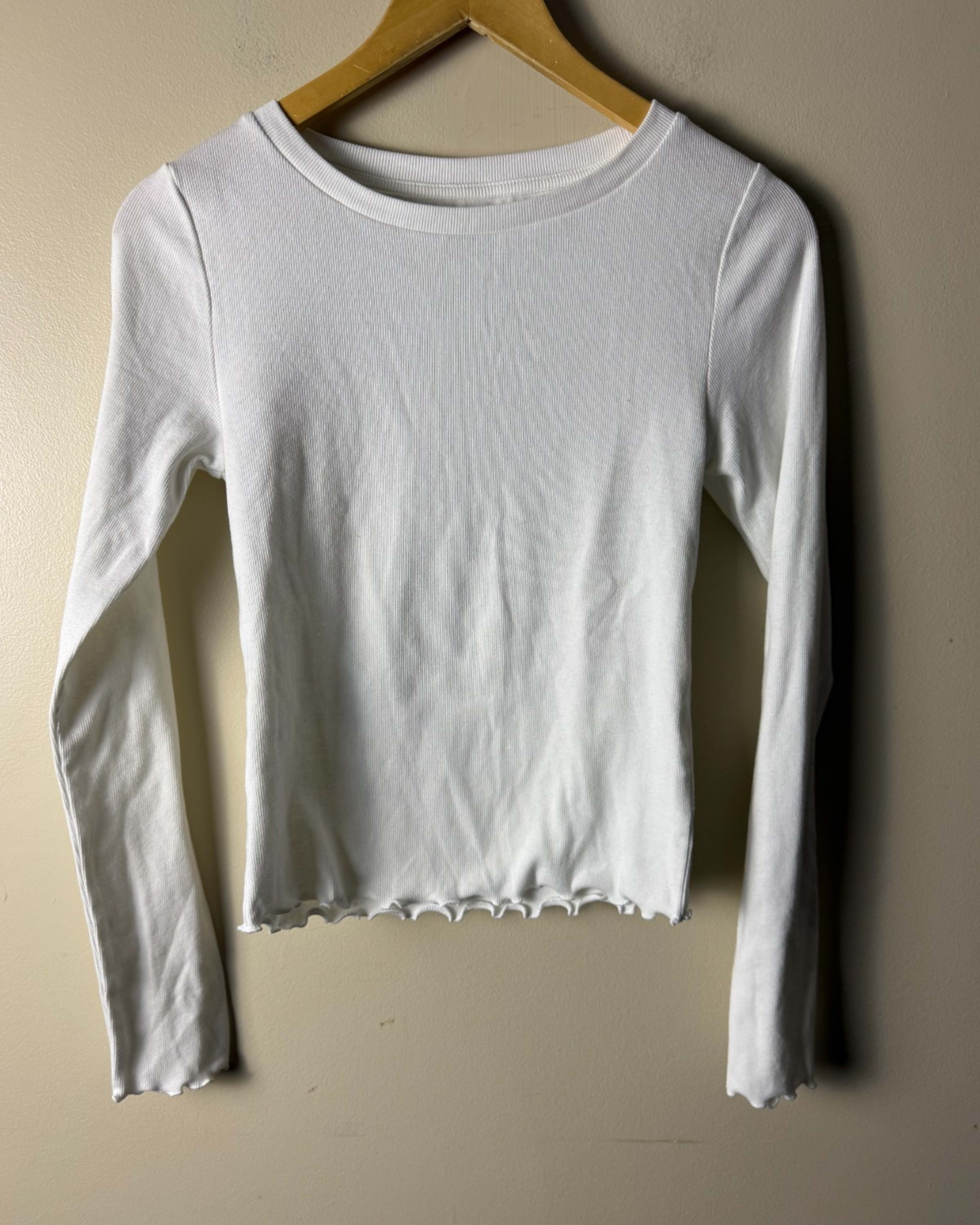 Lucky Brand Knit Top Womens M White Cropped Ribbed Casual Comfort