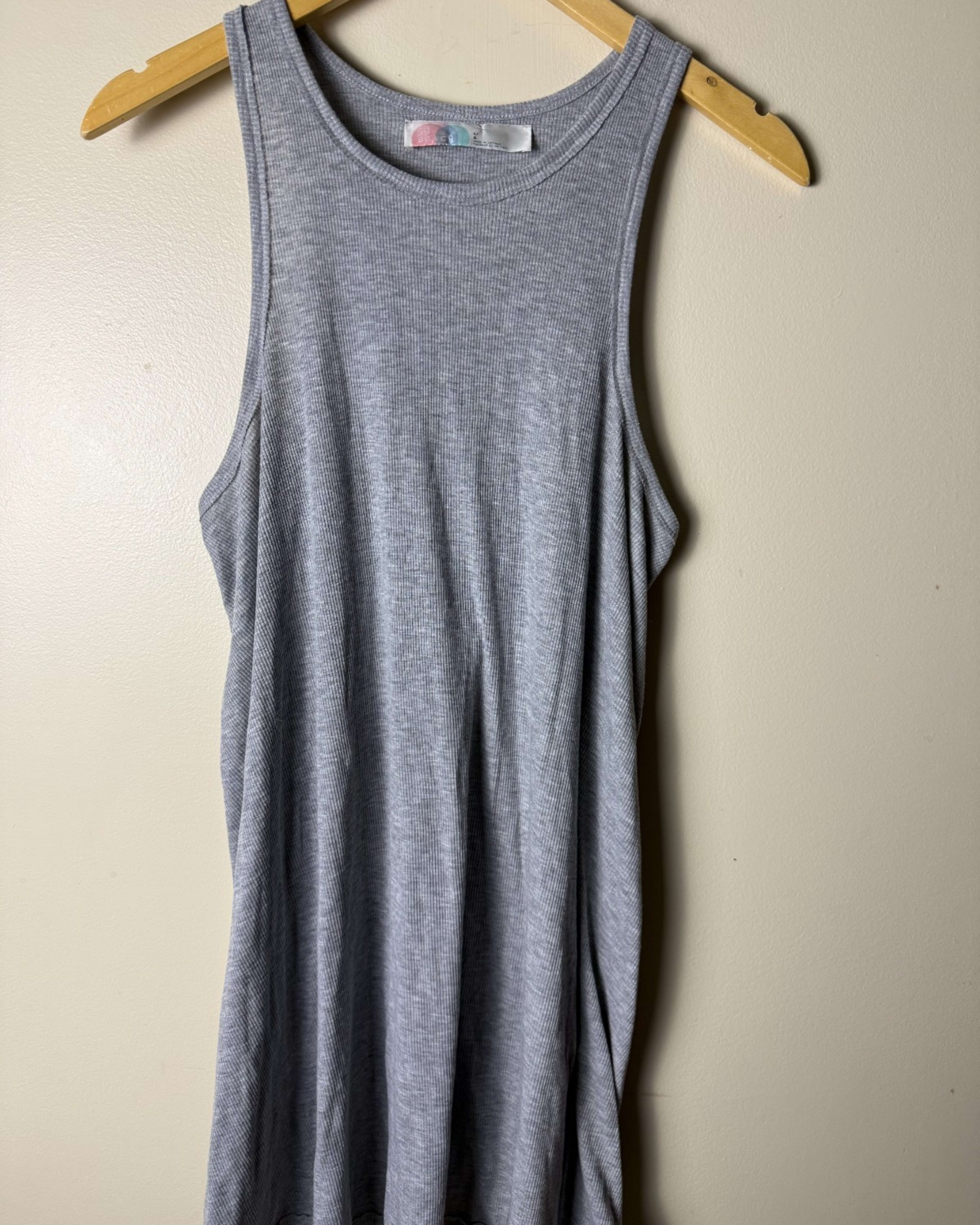 Free People Beach Tank Dress Womens L Gray Summer Casual Boho Breathable