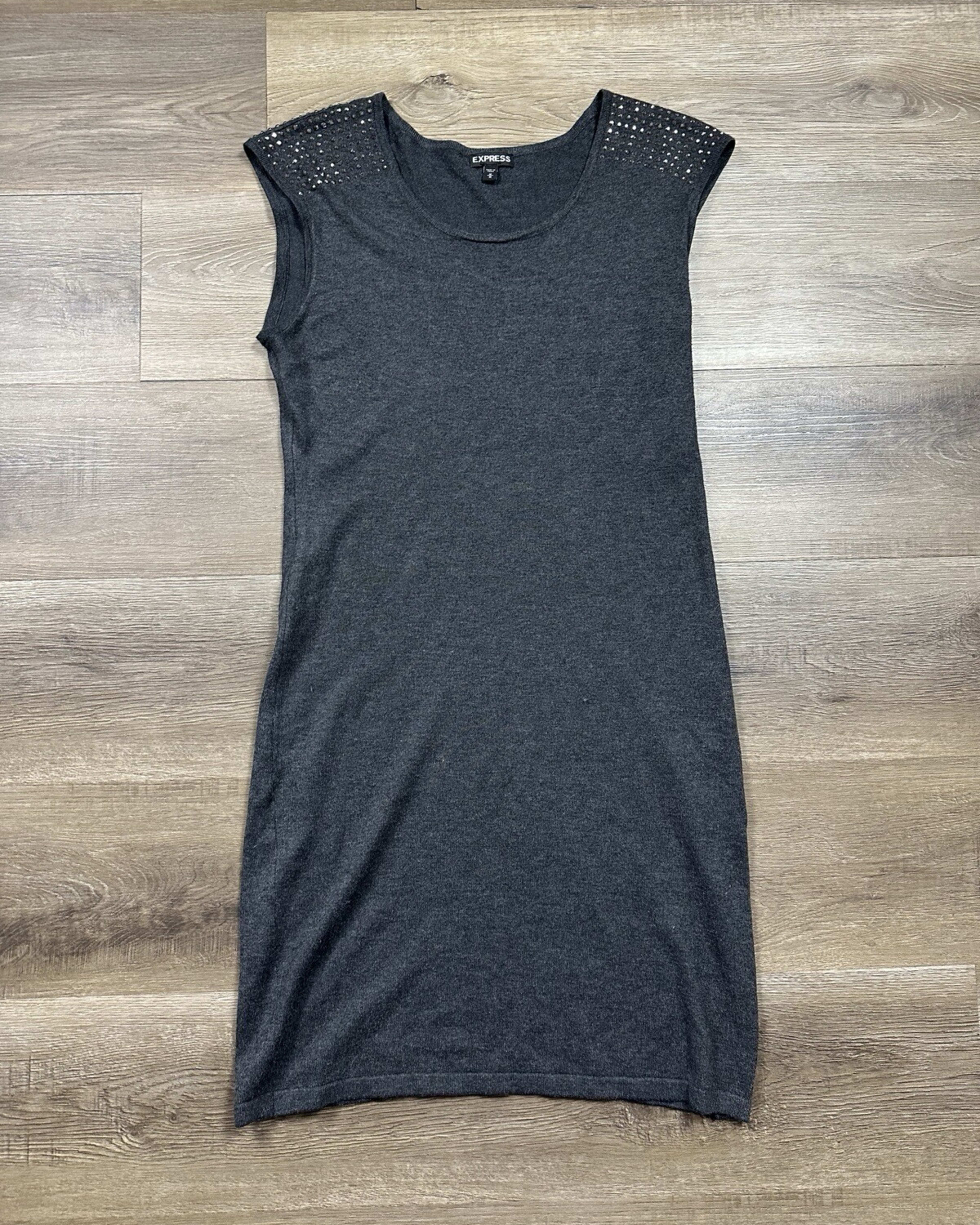 Express Longline Maxi Top Womens M Gray Embellished Sleeveless Tank Modal