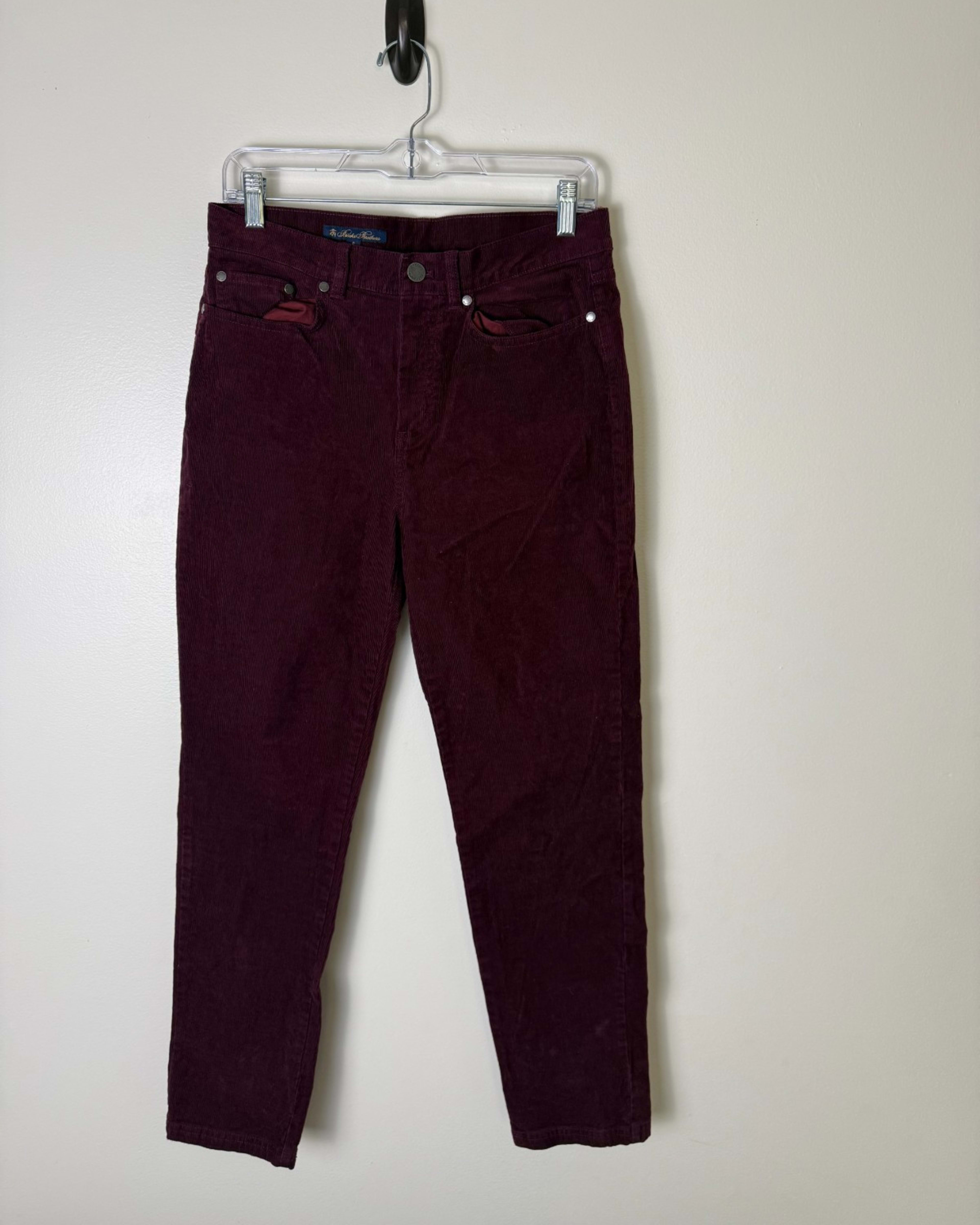 Brooks Brothers Pants Womens 8 (30x28) Burgundy Corduroy Stretch Straight