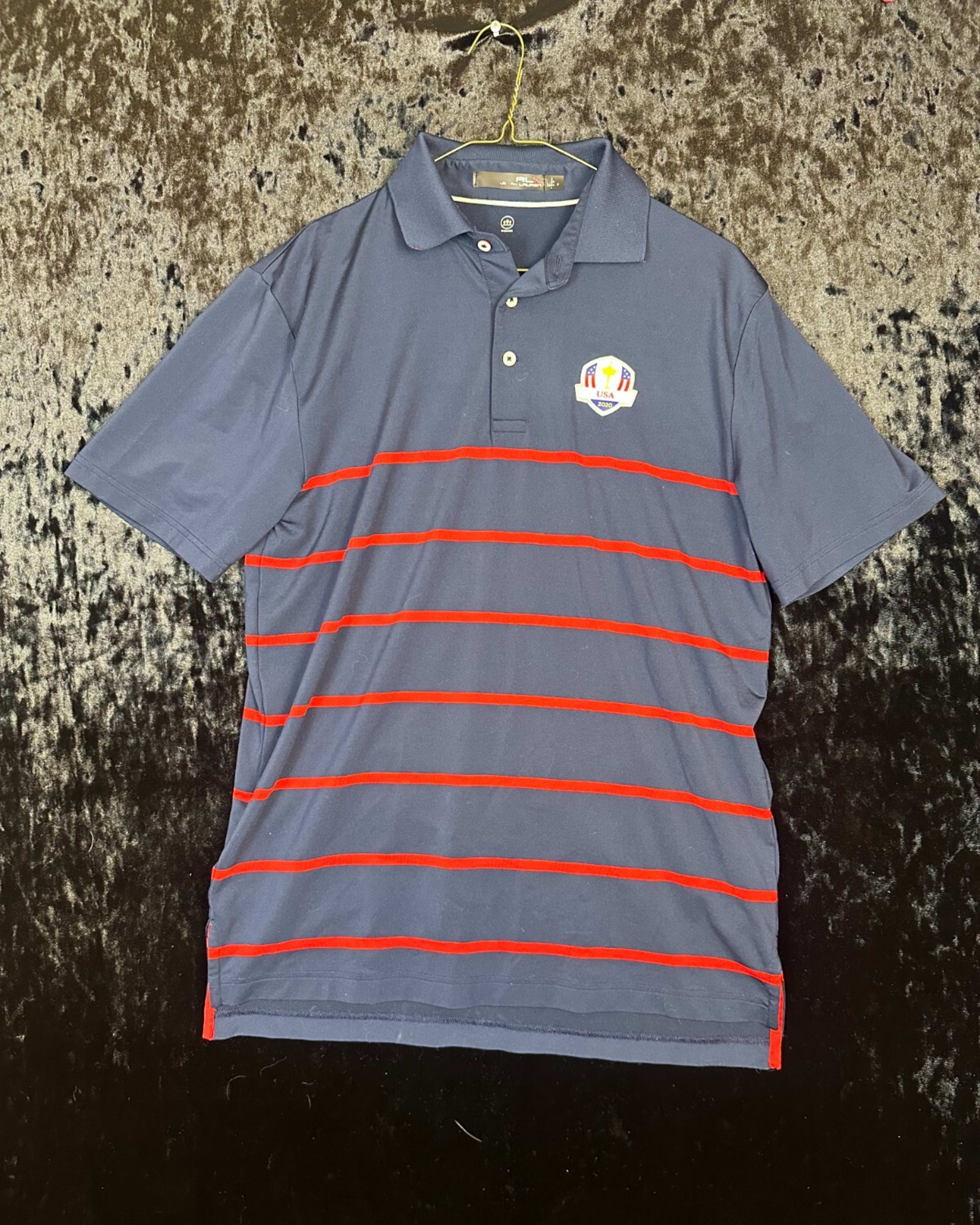 Ralph Lauren Sport Polo Men's S Blue Striped Collared Graphic Print USA