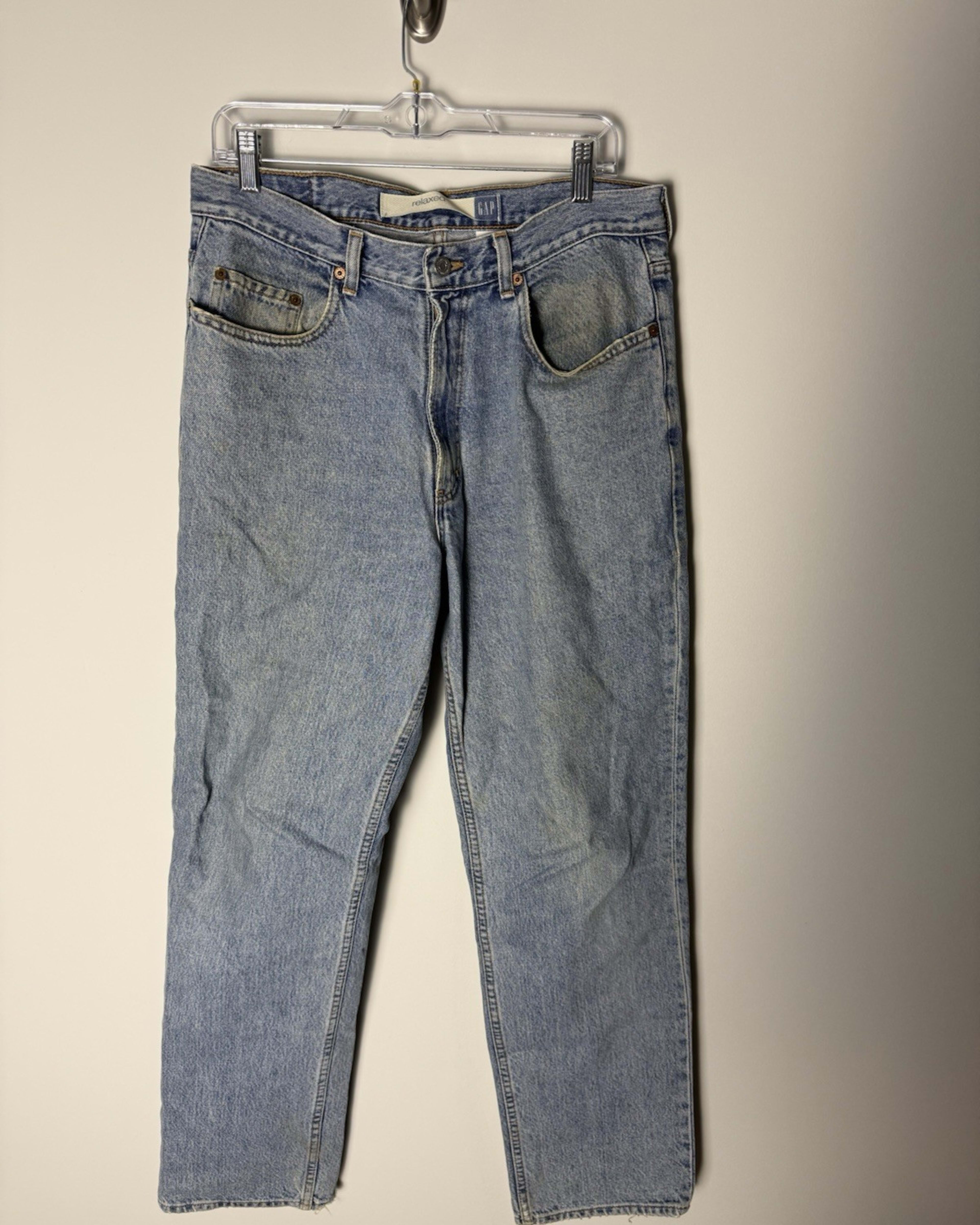 Vintage Gap Relaxed Fit Jeans Mens 33x32 Blue Light Wash Straight Denim 90s USA