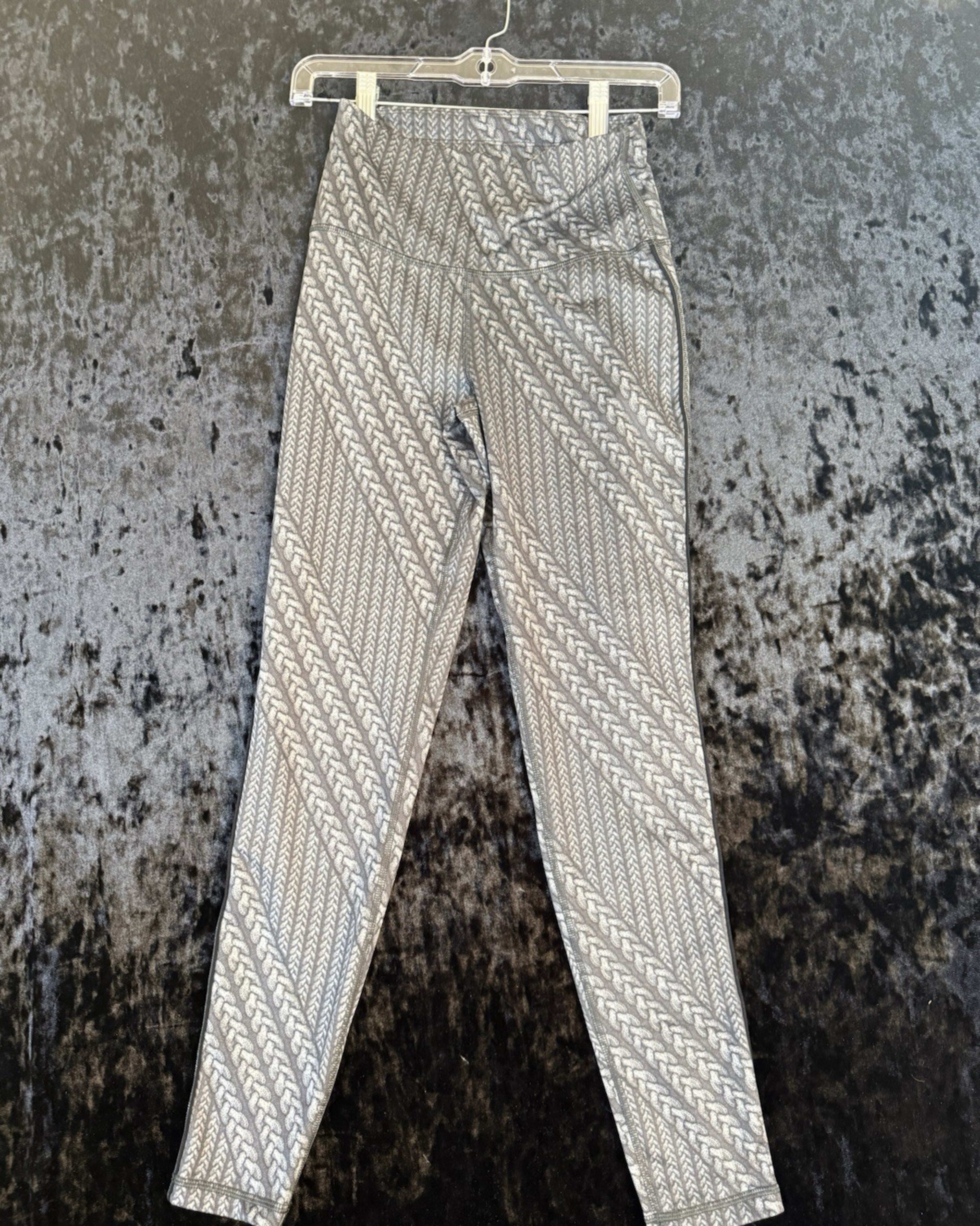 Aerie Leggings Womens M Gray Chill Play Move High Rise Ruched Printed Gym