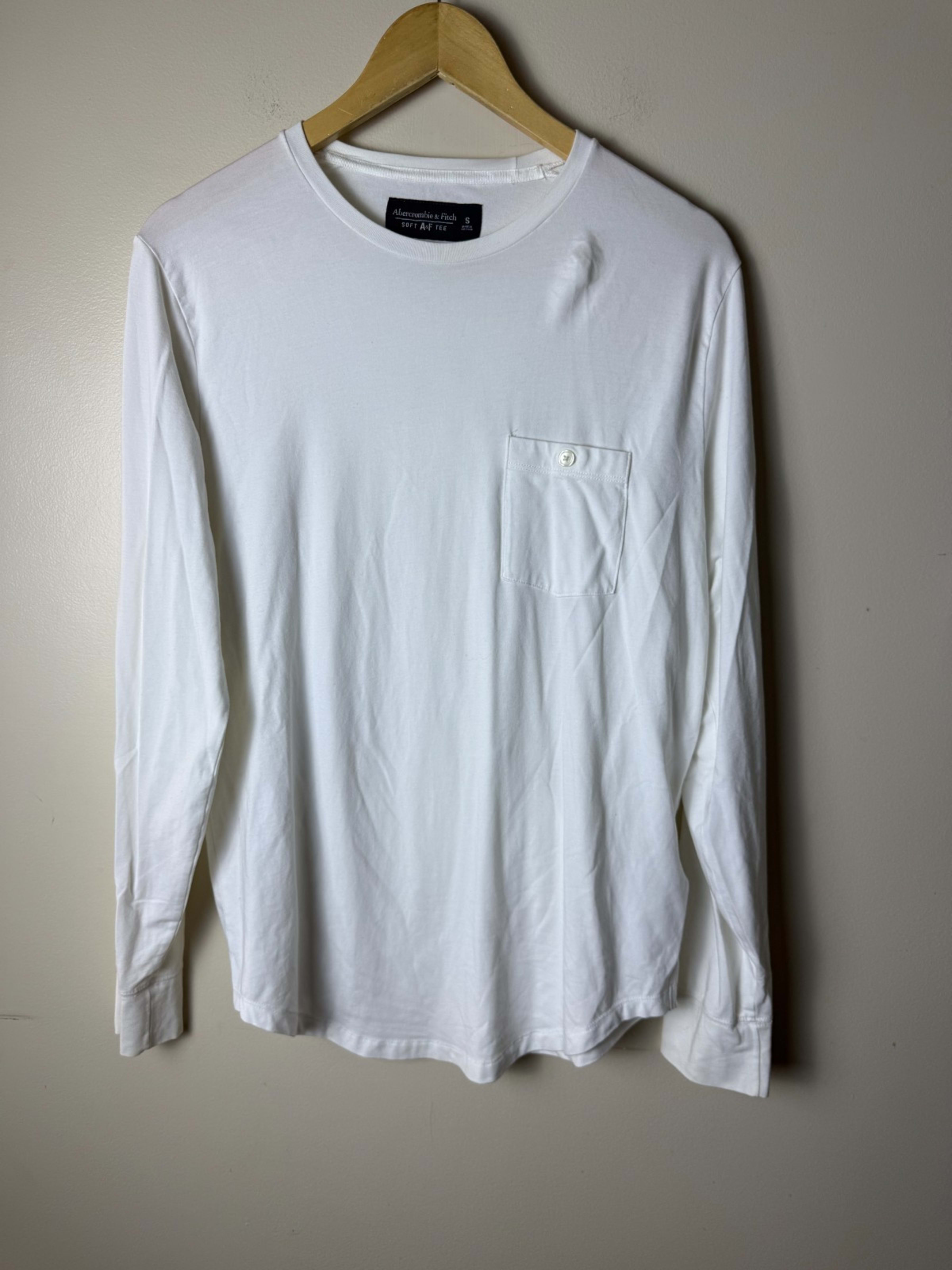 Abercrombie & Fitch T Shirt Mens Large White Soft A&F Pocket Crewneck Tee Casual