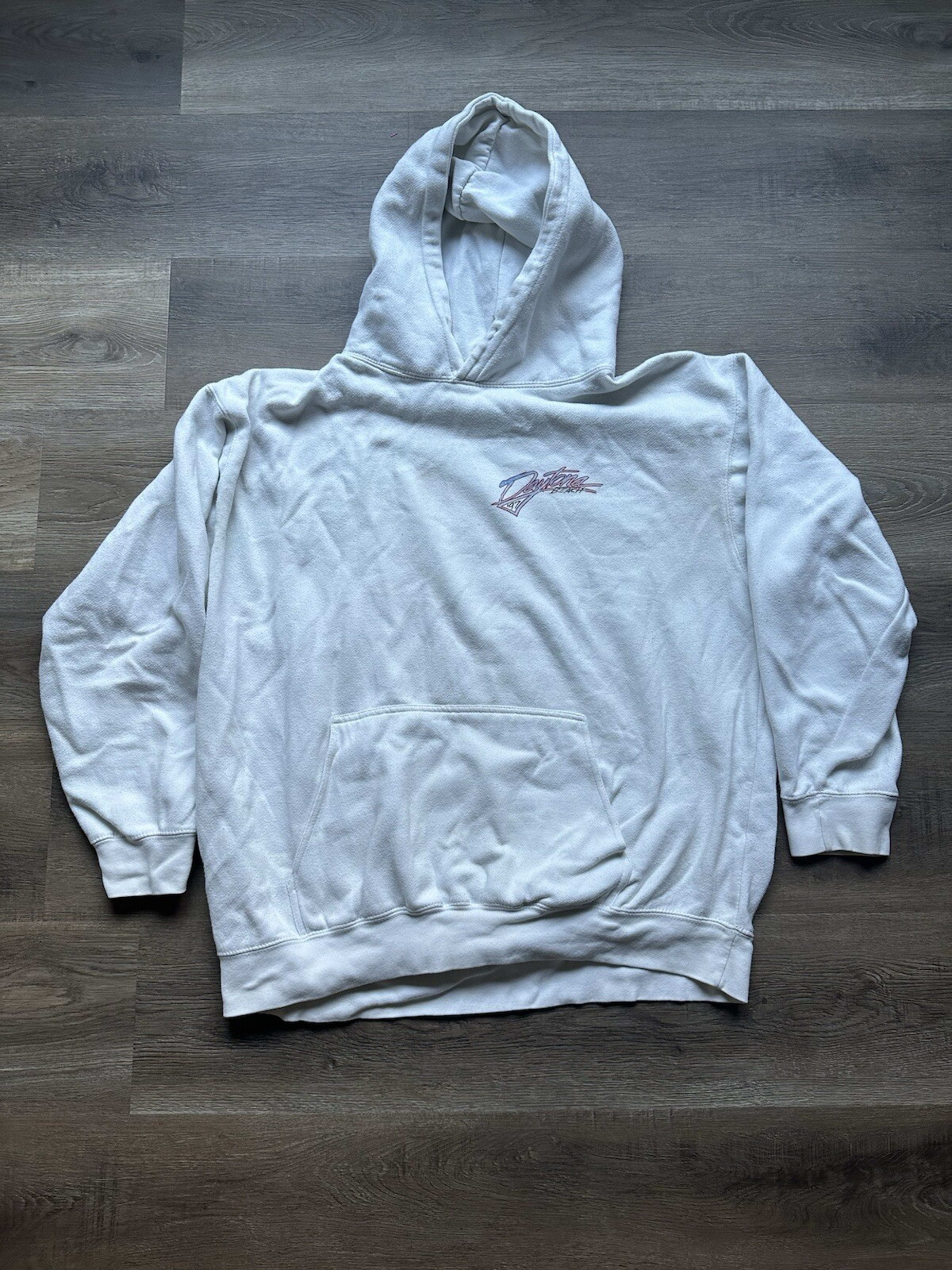 J.Galt Hoodie Adult One Size White Pullover 1997 Daytona Beach Motorcycle Race