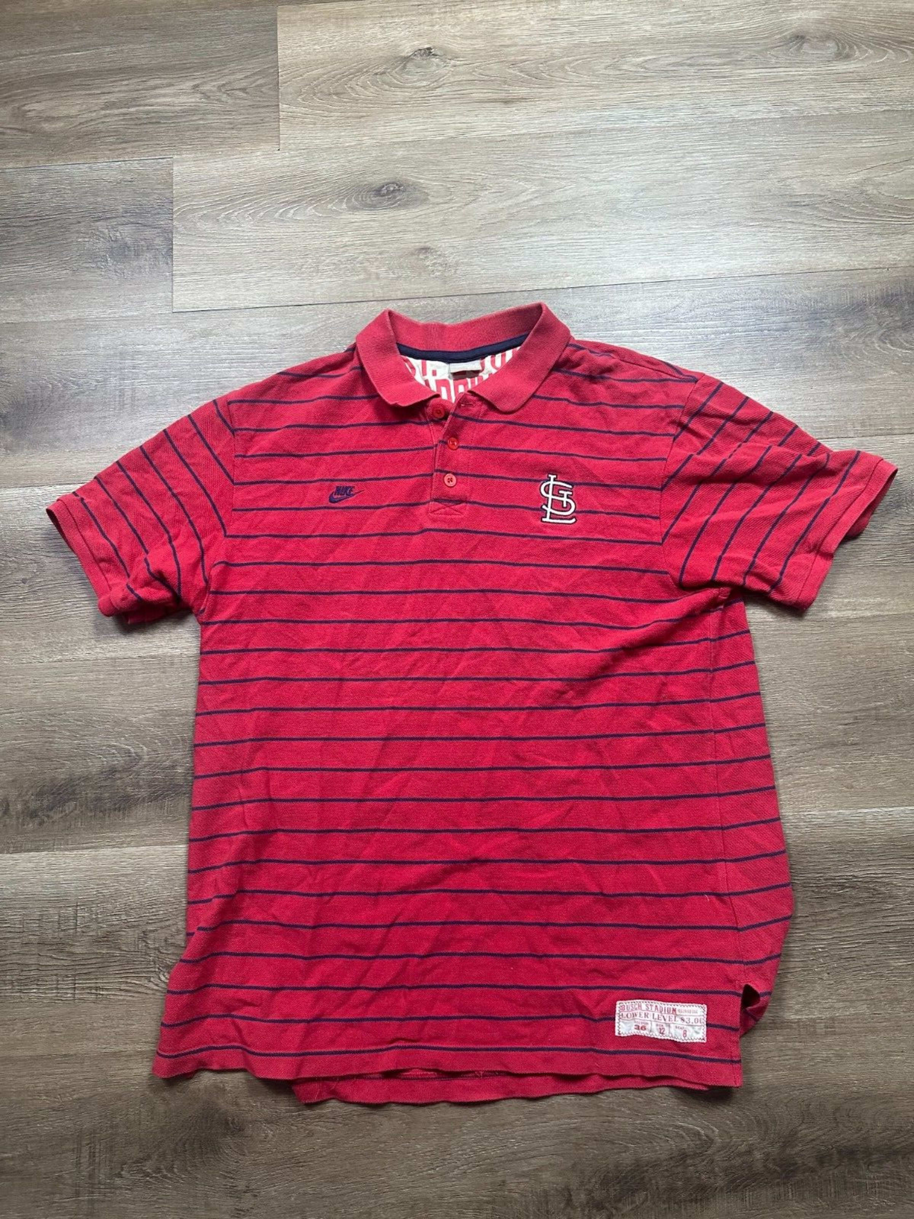 Vinatage Nike Grey Tag Polo Men's XL Red Busch Stadium Saint Louis MLB Y2K