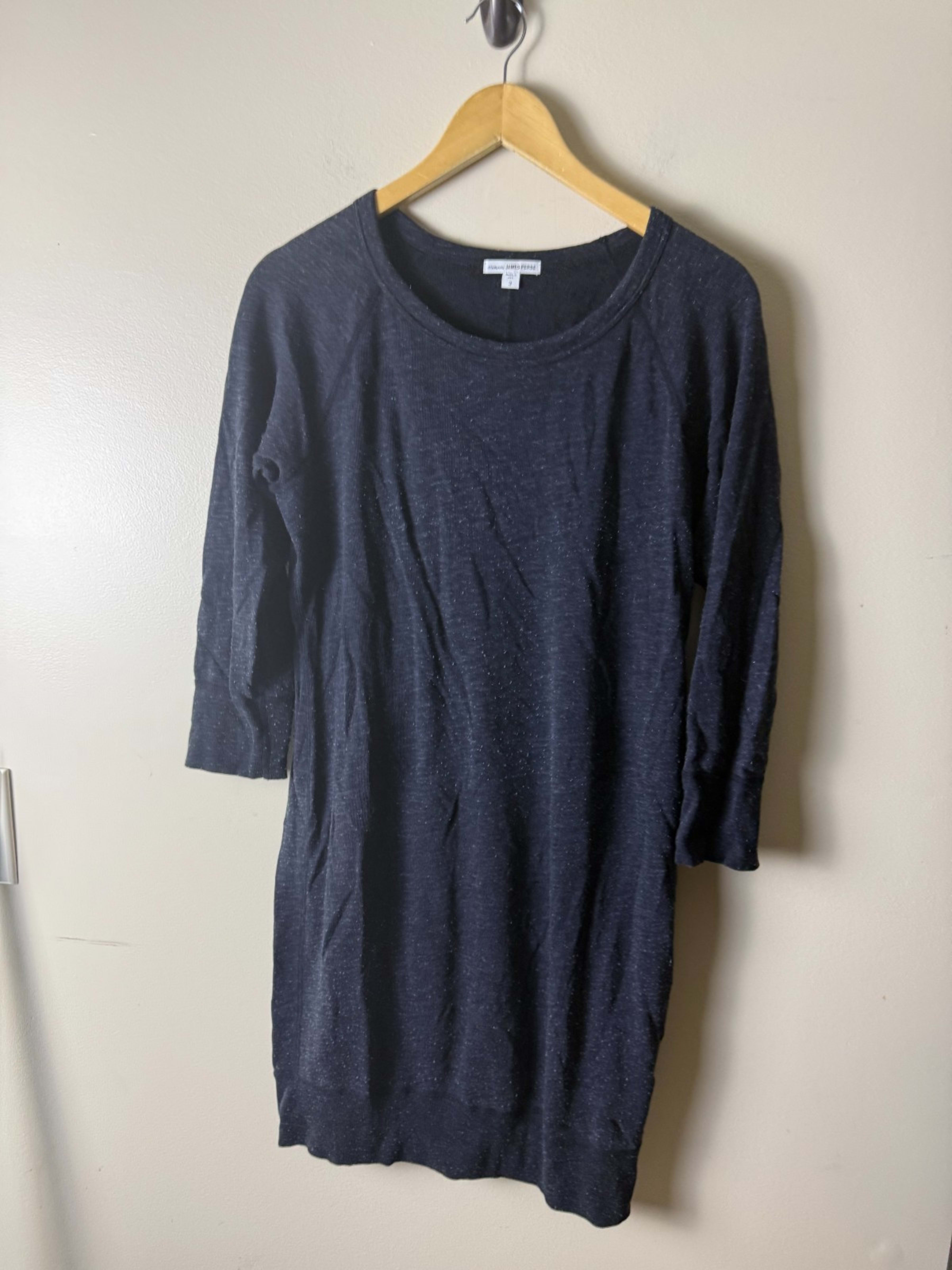 Standard James Perse Dress Womens 3 Draped Top Mini Stretch Long Sleeve Black